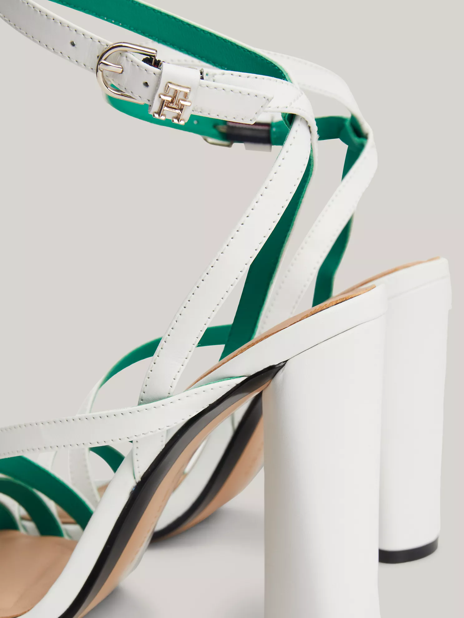 TH Monogram Leather High Heel - Ecru 10 TH Monogram Leather High Heel
- Ecru