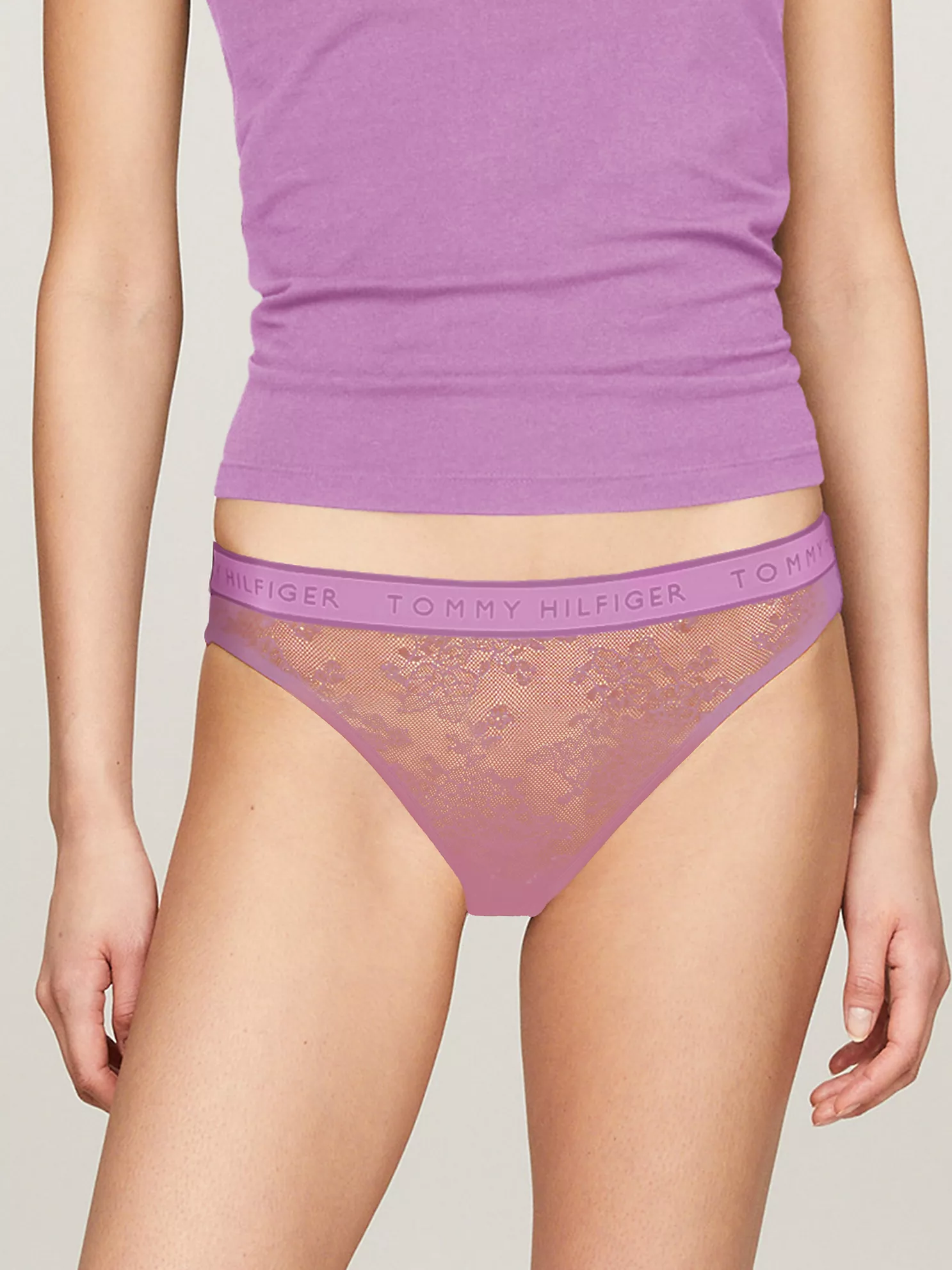 Tommy Logo Lace Bikini Panty - Sweet Pea Pink 1 Tommy Logo Lace Bikini Panty
- Sweet Pea Pink