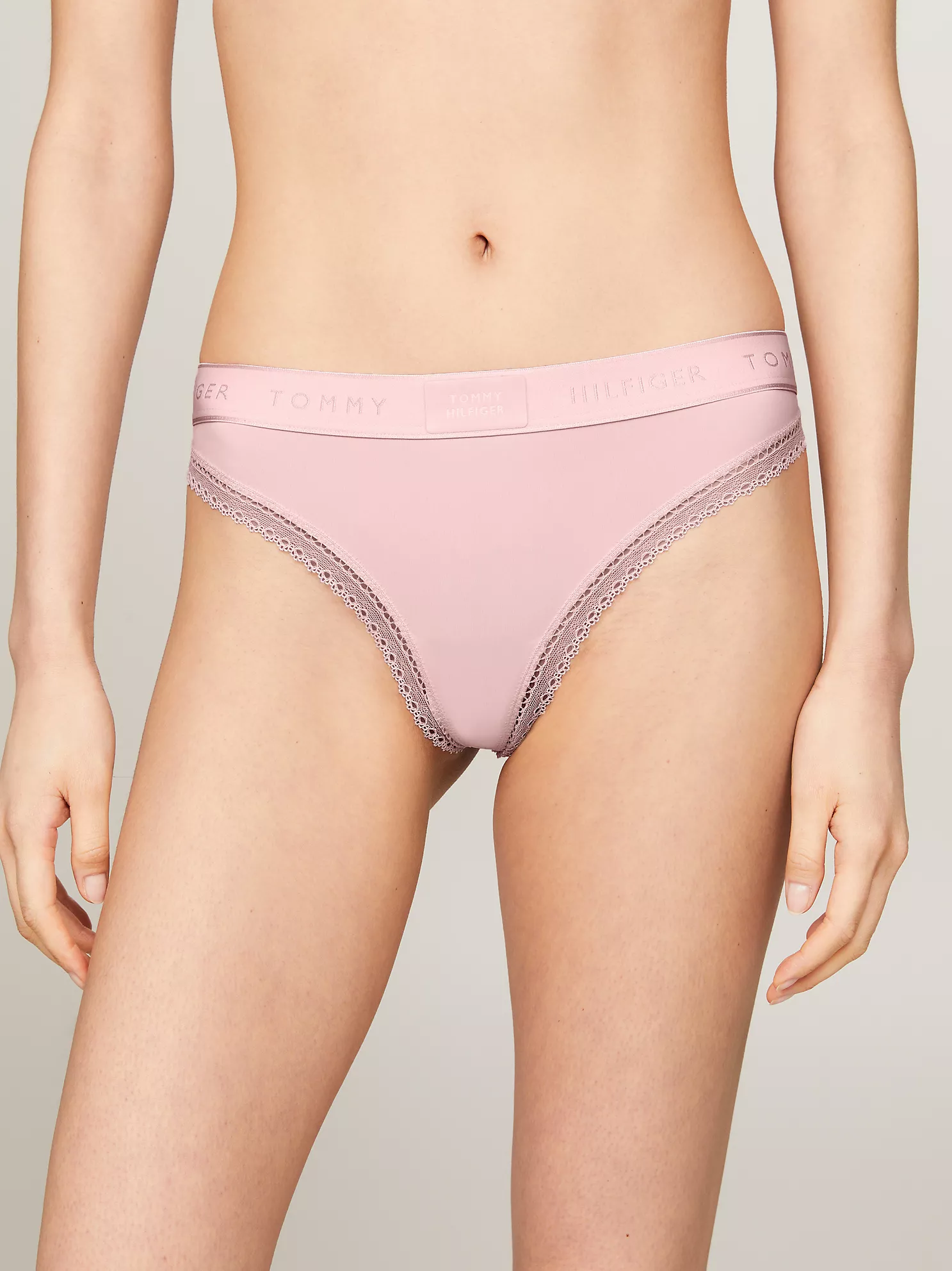 Hilfiger Badge Lace Trim Thong - Whimsy Pink 1 Hilfiger Badge Lace Trim Thong
- Whimsy Pink