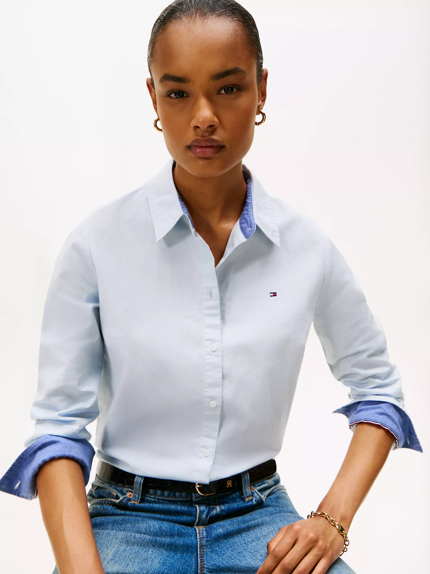 Regular Fit Stretch Oxford Shirt - Light Blue 7 Regular Fit Stretch Oxford Shirt
- Light Blue