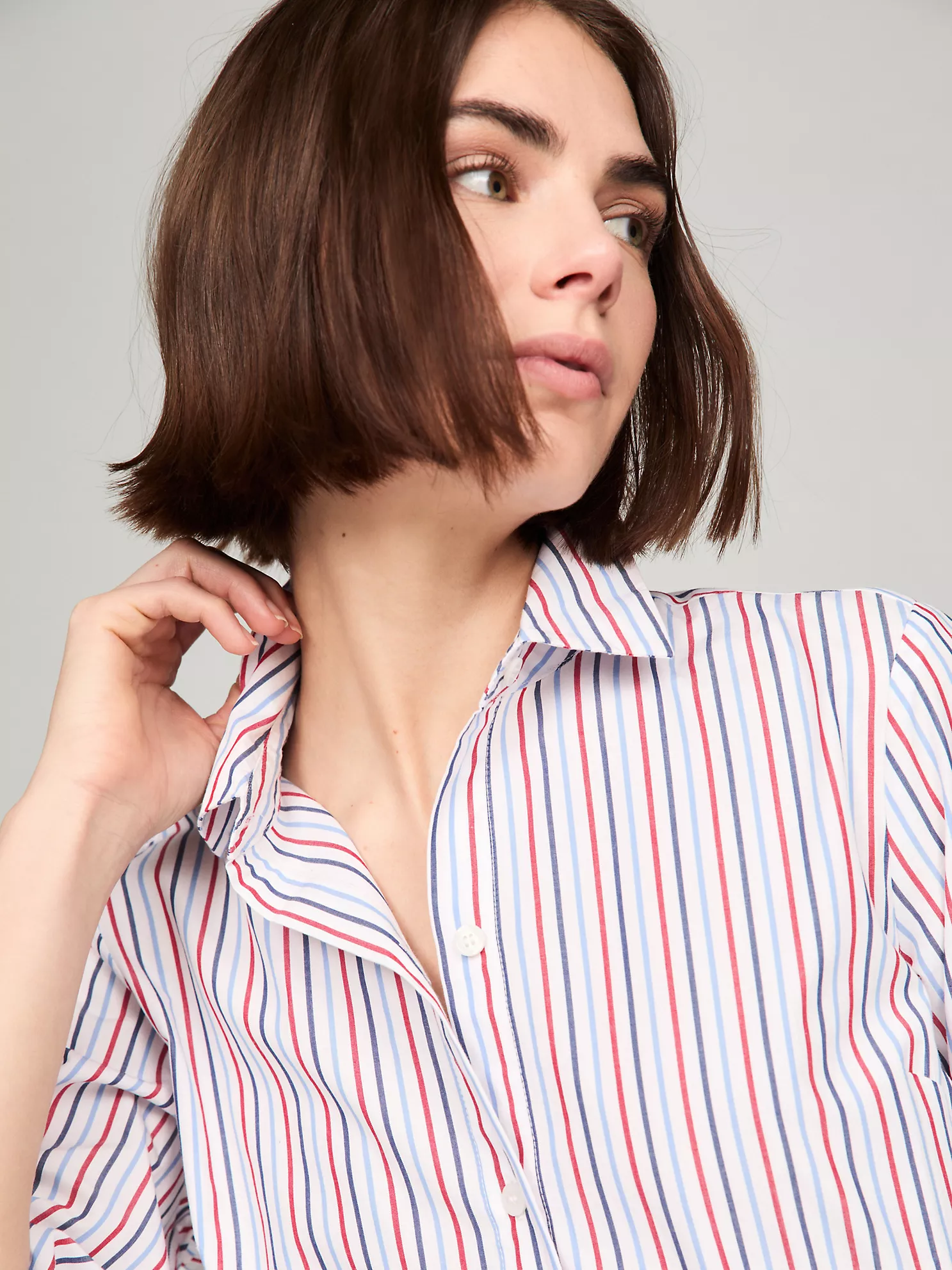 Belted Stripe Shirtdress - Optic White TH Multi 6 Belted Stripe Shirtdress
- Optic White TH Multi