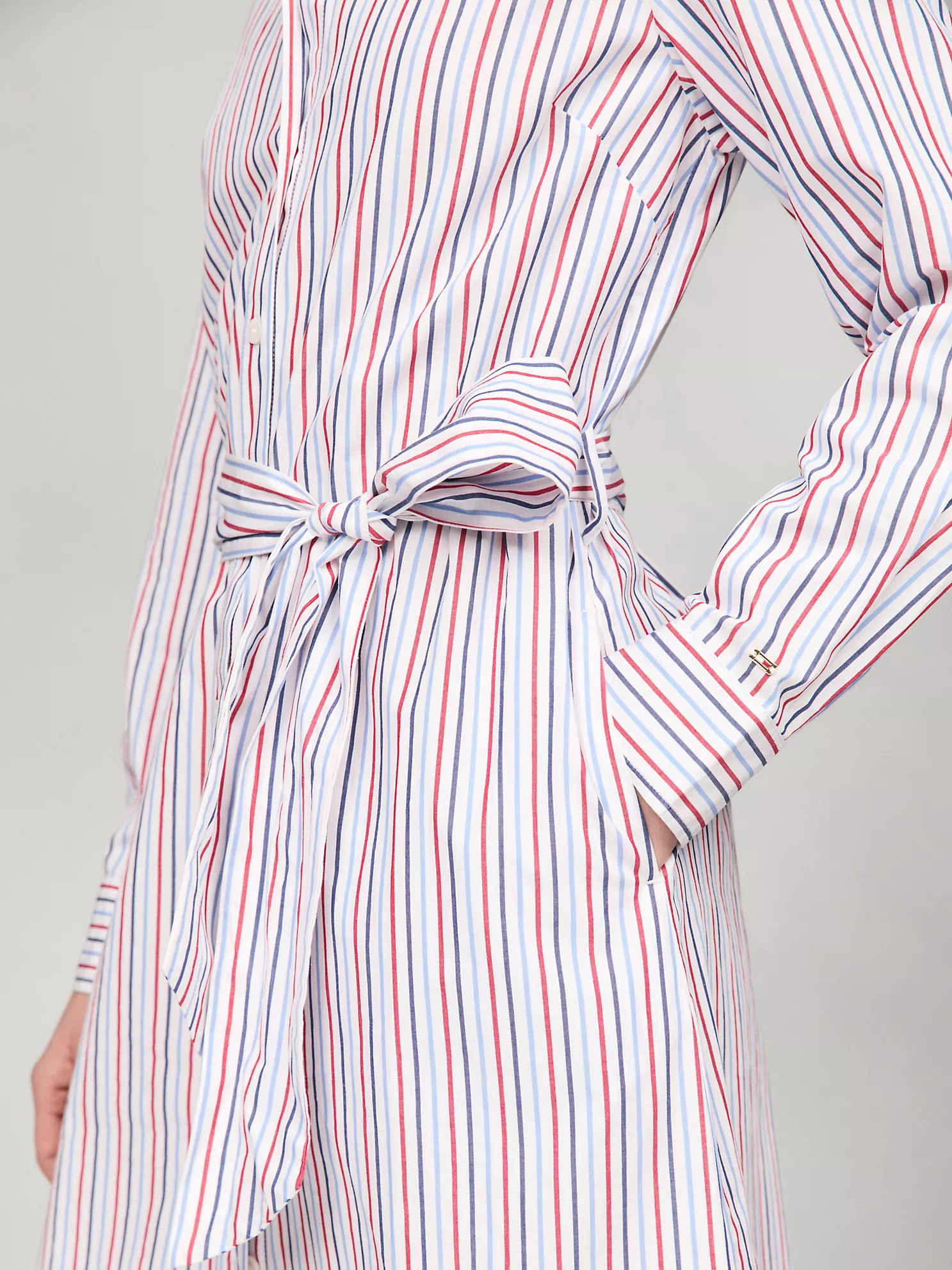 Belted Stripe Shirtdress - Optic White TH Multi 7 Belted Stripe Shirtdress
- Optic White TH Multi