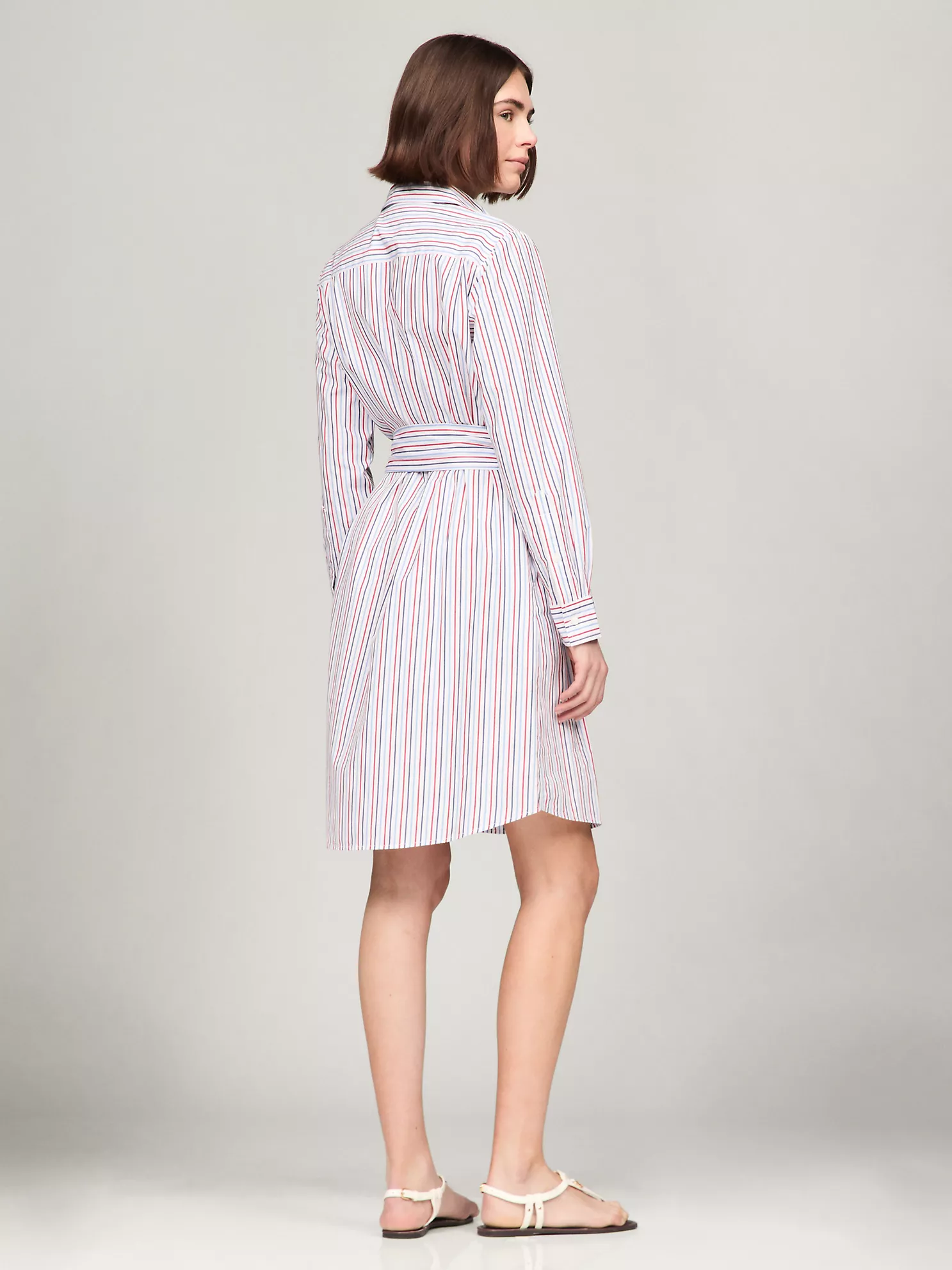 Belted Stripe Shirtdress - Optic White TH Multi 8 Belted Stripe Shirtdress
- Optic White TH Multi