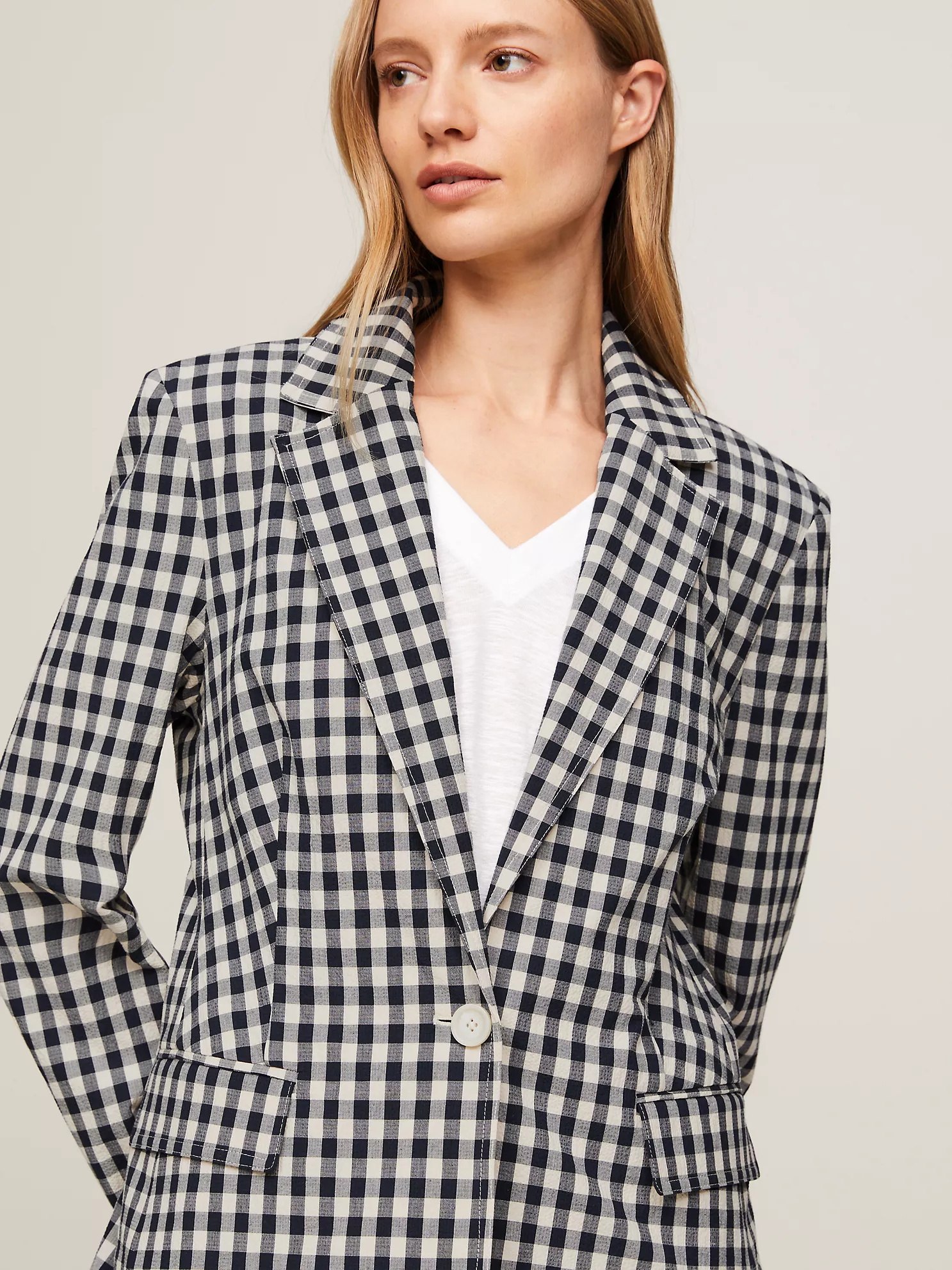 Slim Fit Gingham Check Seersucker Blazer - Navy Gingham 8 Slim Fit Gingham Check Seersucker Blazer
- Navy Gingham
