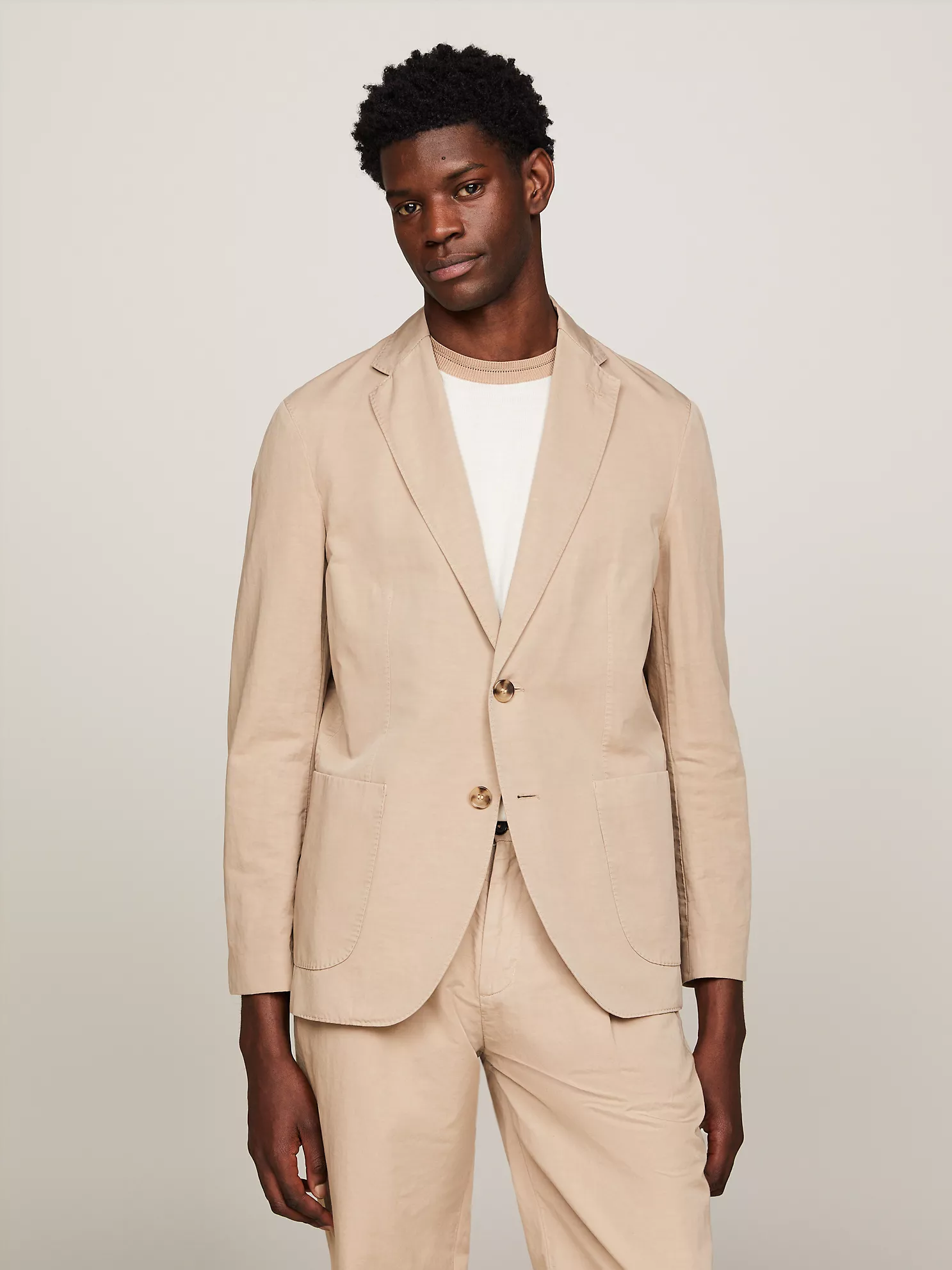 Regular Fit Cotton and Linen Blazer - Beige 1 Regular Fit Cotton and Linen Blazer
- Beige