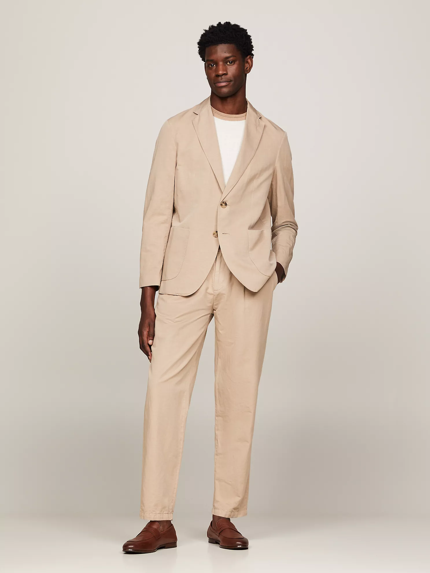 Regular Fit Cotton and Linen Blazer - Beige 8 Regular Fit Cotton and Linen Blazer
- Beige