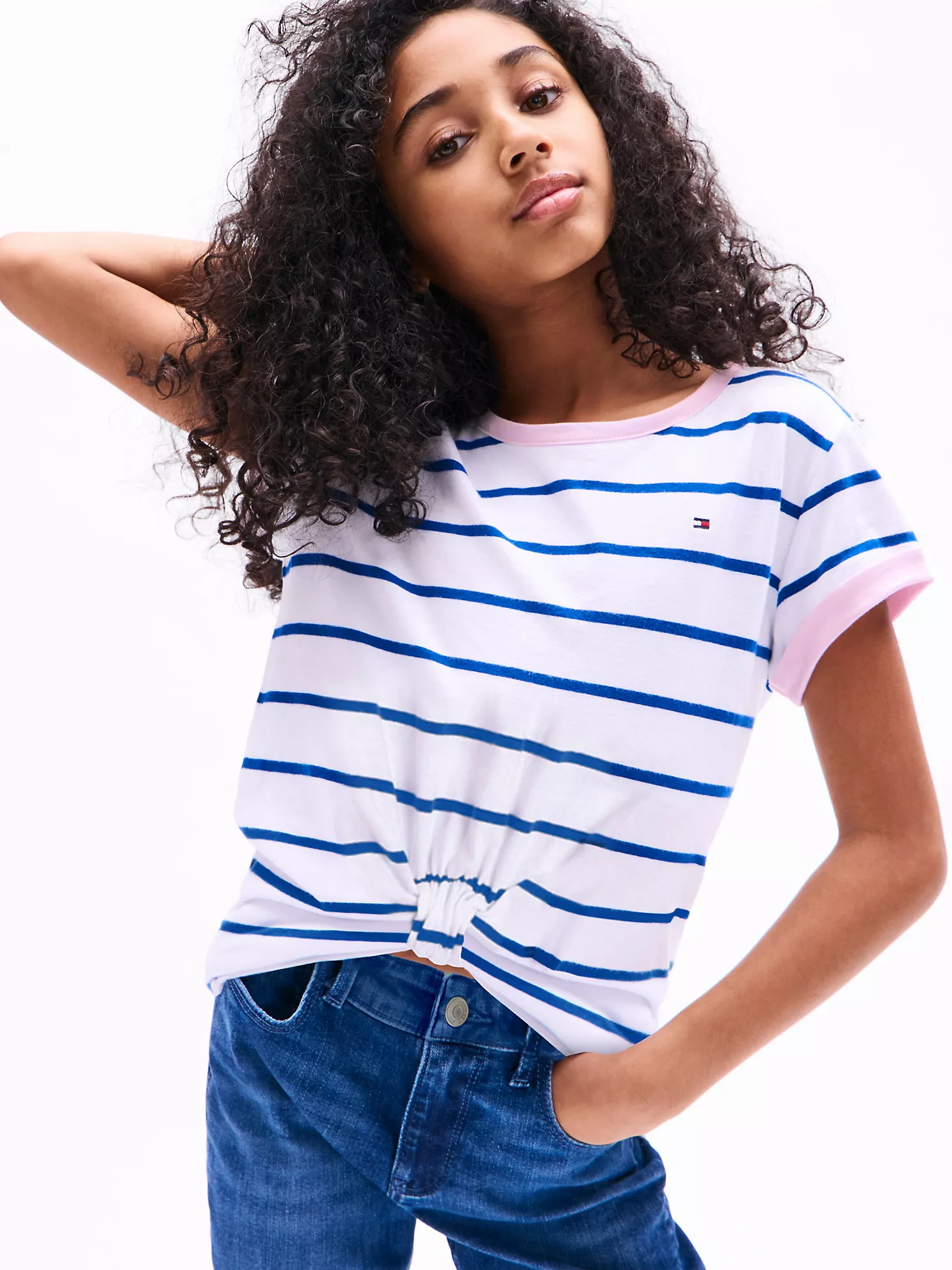 Kids' Stripe Knot-Hem T-Shirt - Optic White Stripe 1 Kids' Stripe Knot-Hem T-Shirt
- Optic White Stripe