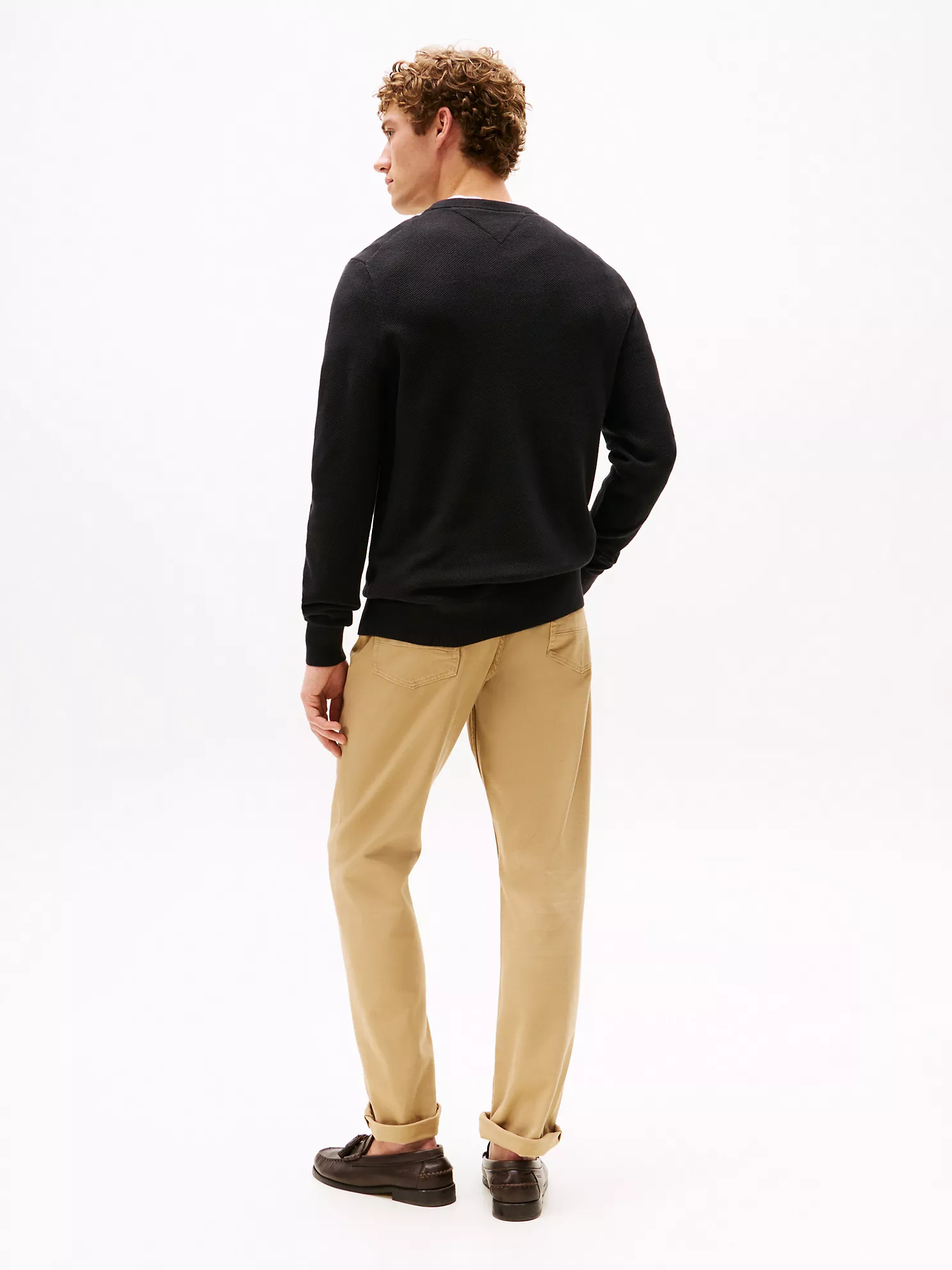 Textured Knit Crewneck Sweater - Black 9 Textured Knit Crewneck Sweater
- Black
