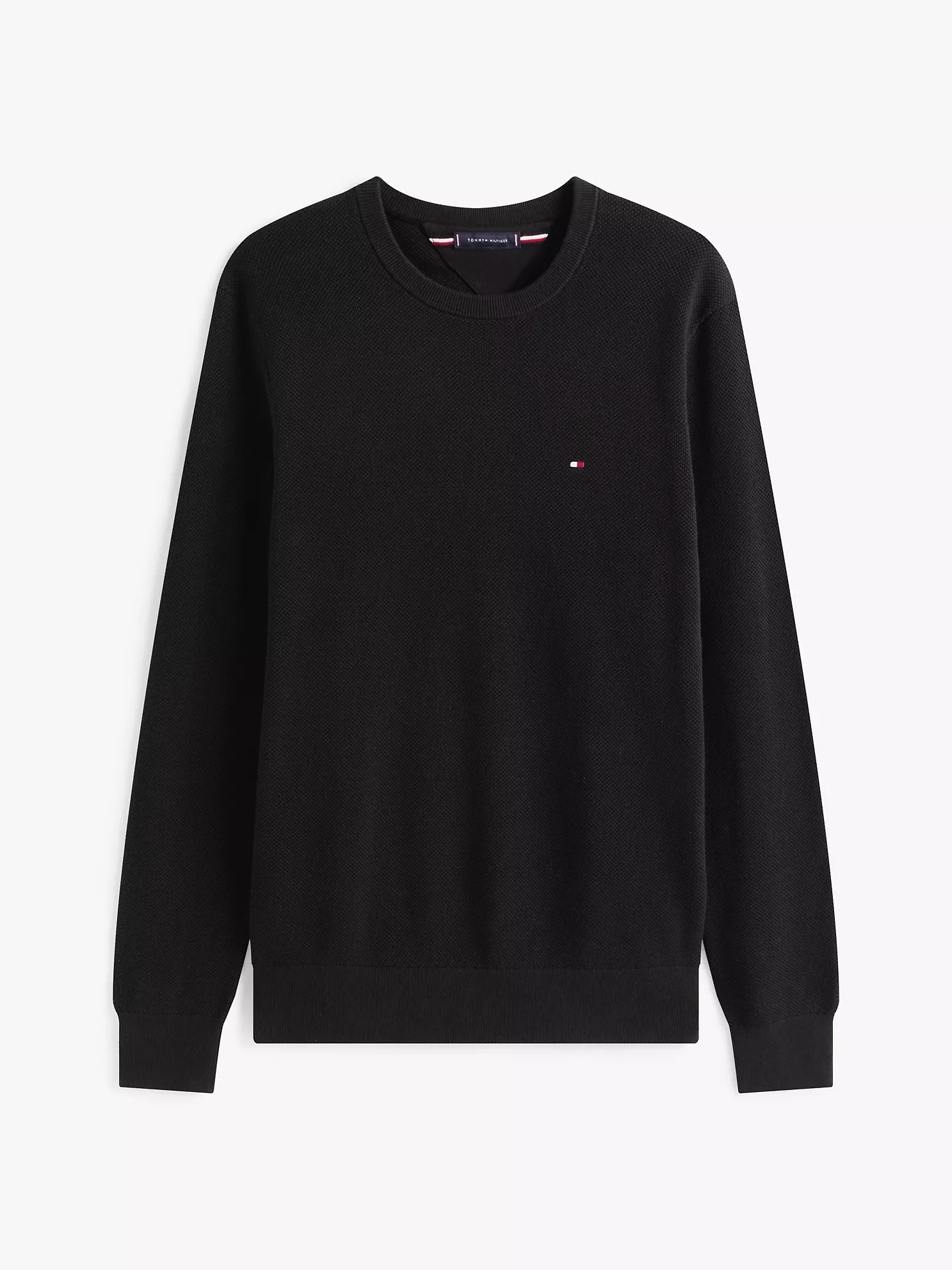 Textured Knit Crewneck Sweater - Black 10 Textured Knit Crewneck Sweater
- Black