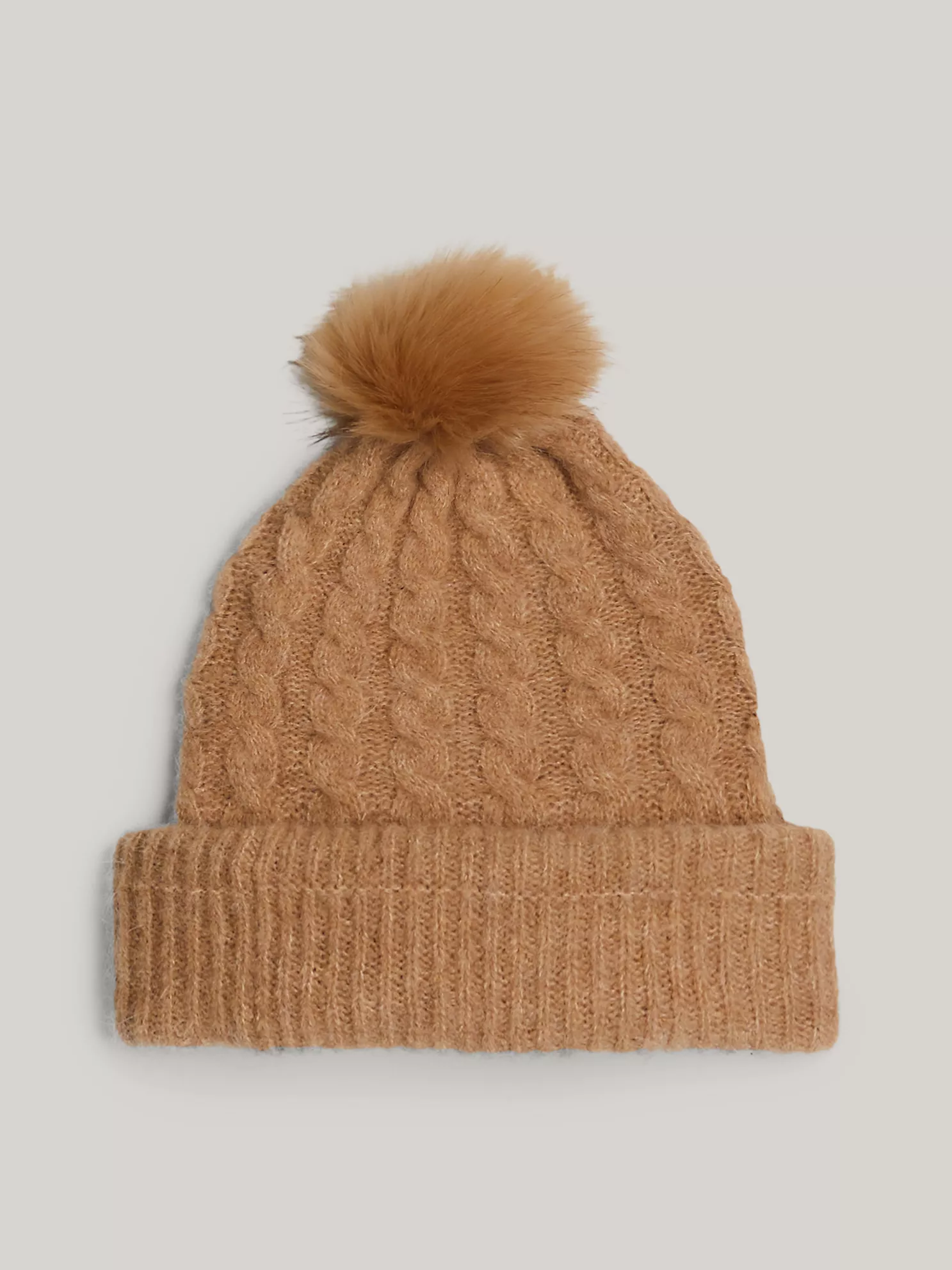 Cable Knit Alpaca-Blend Pom Beanie - Beige 6 Cable Knit Alpaca-Blend Pom Beanie
- Beige