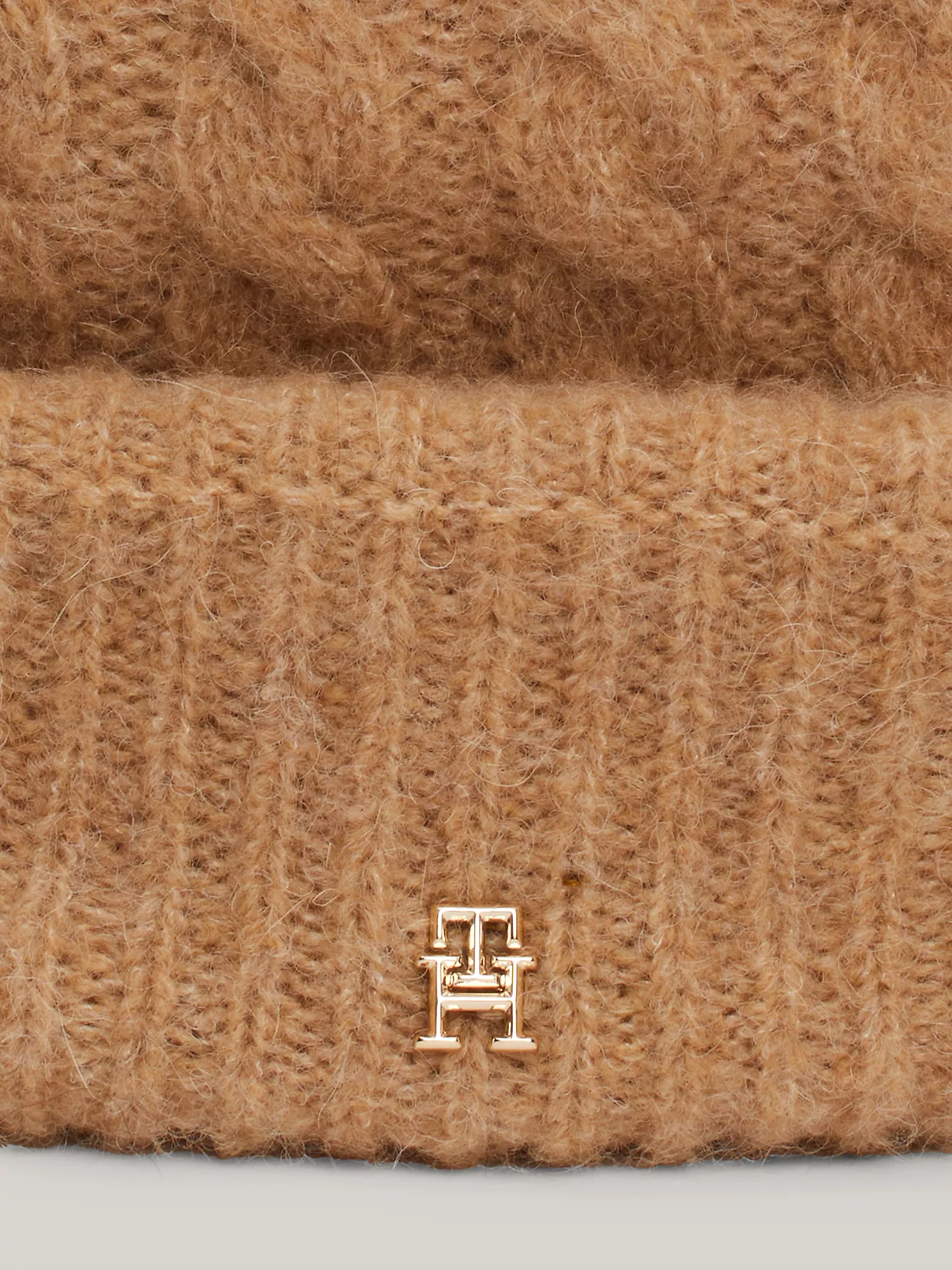 Cable Knit Alpaca-Blend Pom Beanie - Beige 8 Cable Knit Alpaca-Blend Pom Beanie
- Beige
