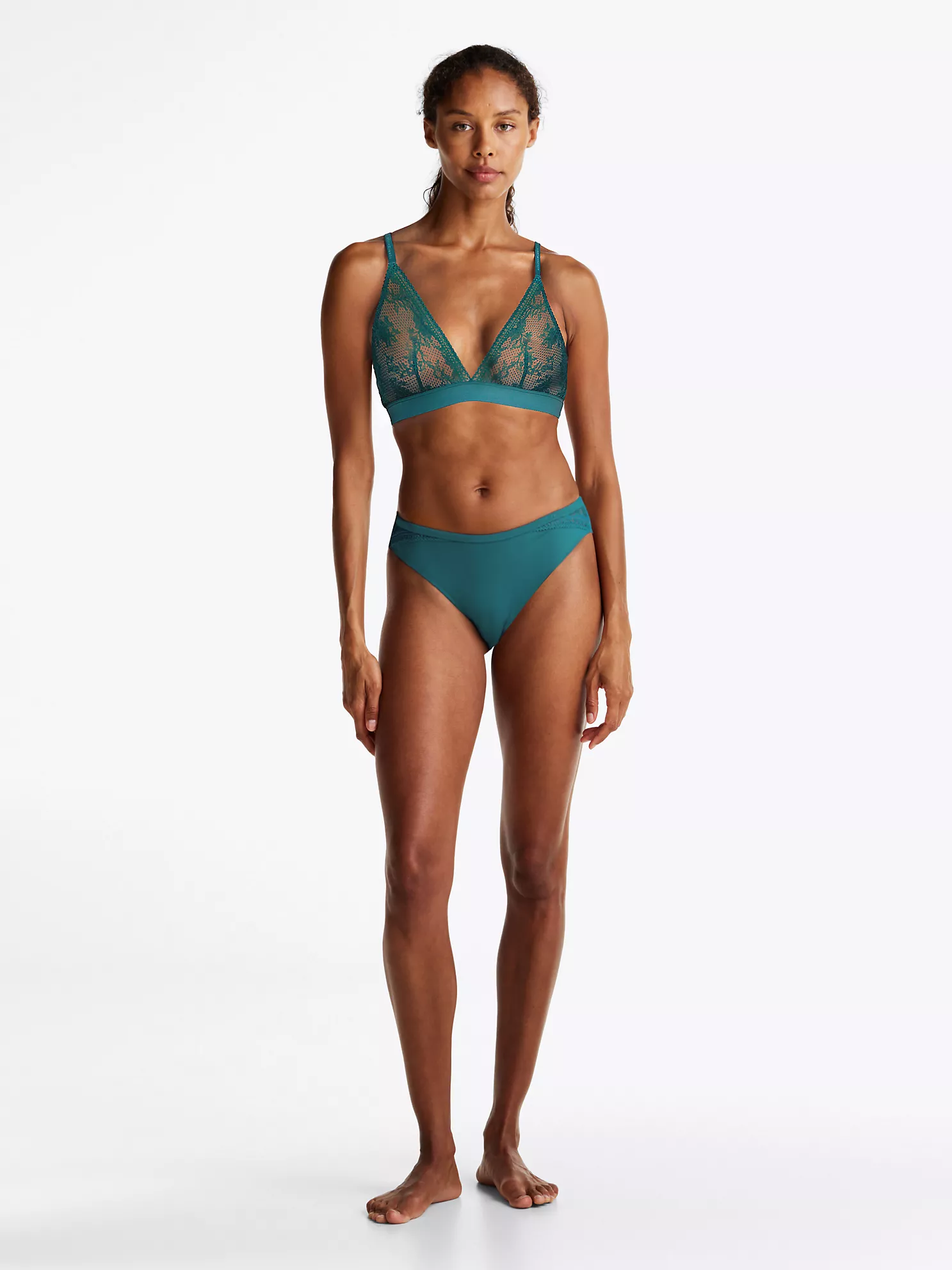 Unlined Knit Lace Triangle Bra - Midnight Turquoise 7 Unlined Knit Lace Triangle Bra
- Midnight Turquoise