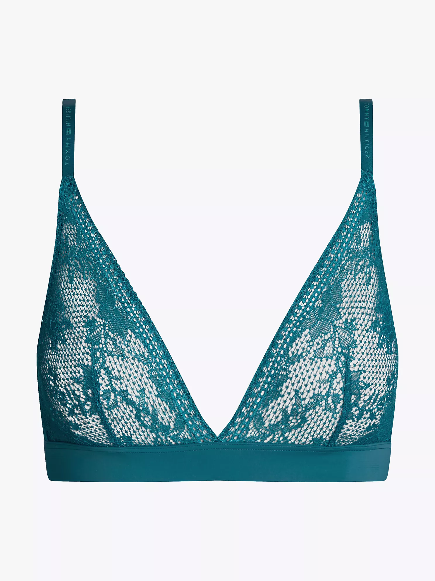 Unlined Knit Lace Triangle Bra - Midnight Turquoise 10 Unlined Knit Lace Triangle Bra
- Midnight Turquoise