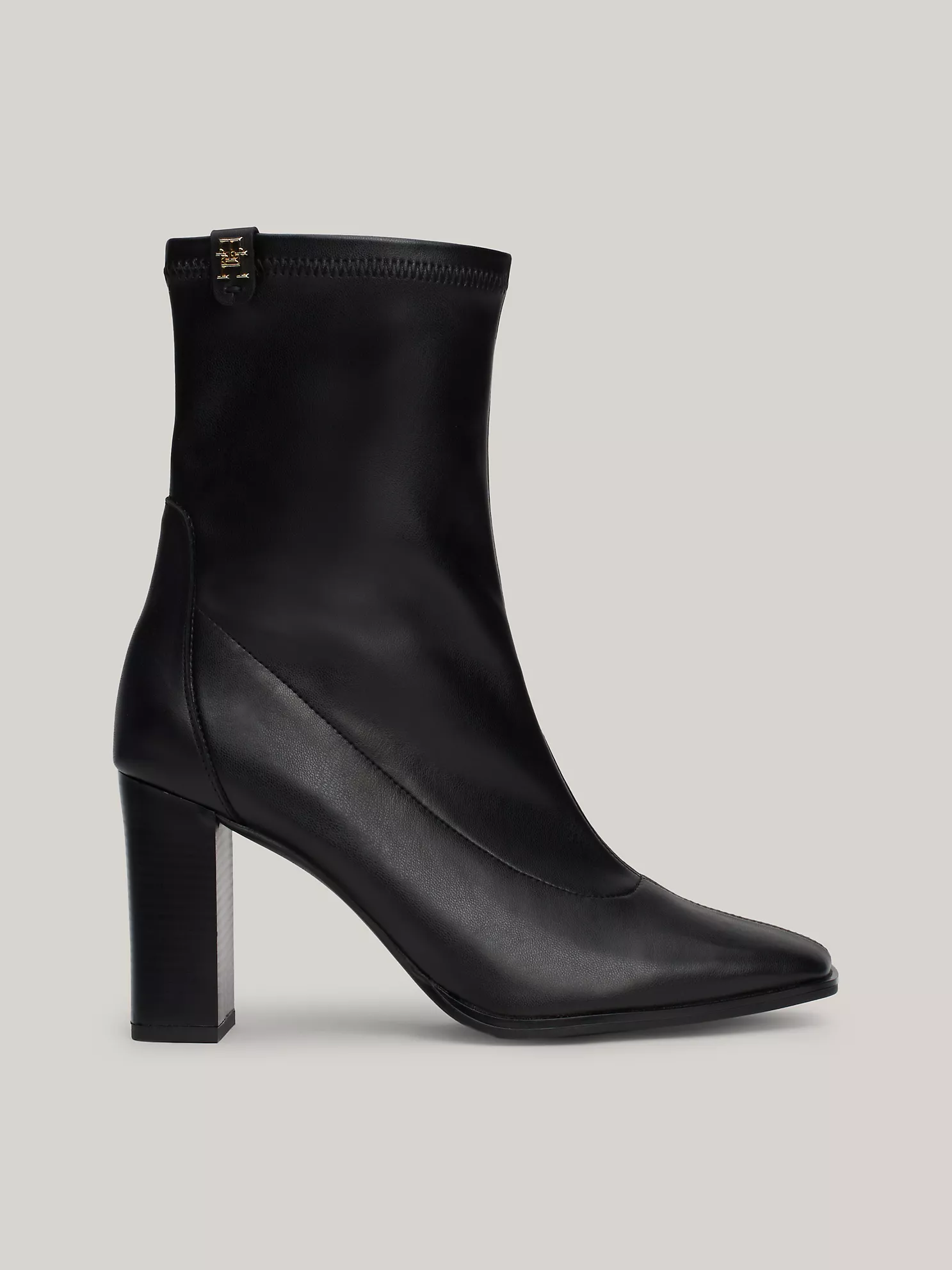 Leather Square Toe Block Heel Boot - Black 1 Leather Square Toe Block Heel Boot
- Black