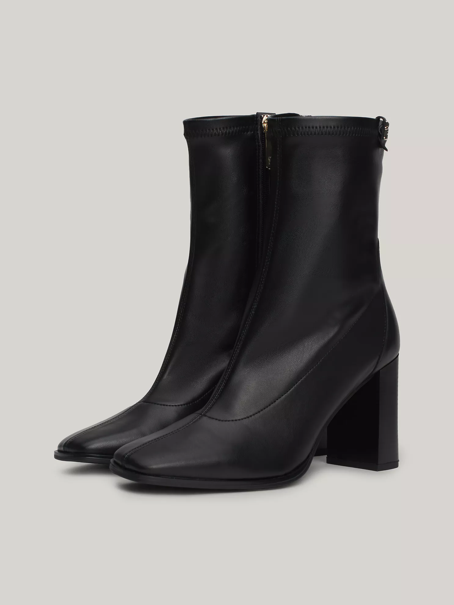 Leather Square Toe Block Heel Boot - Black 10 Leather Square Toe Block Heel Boot
- Black