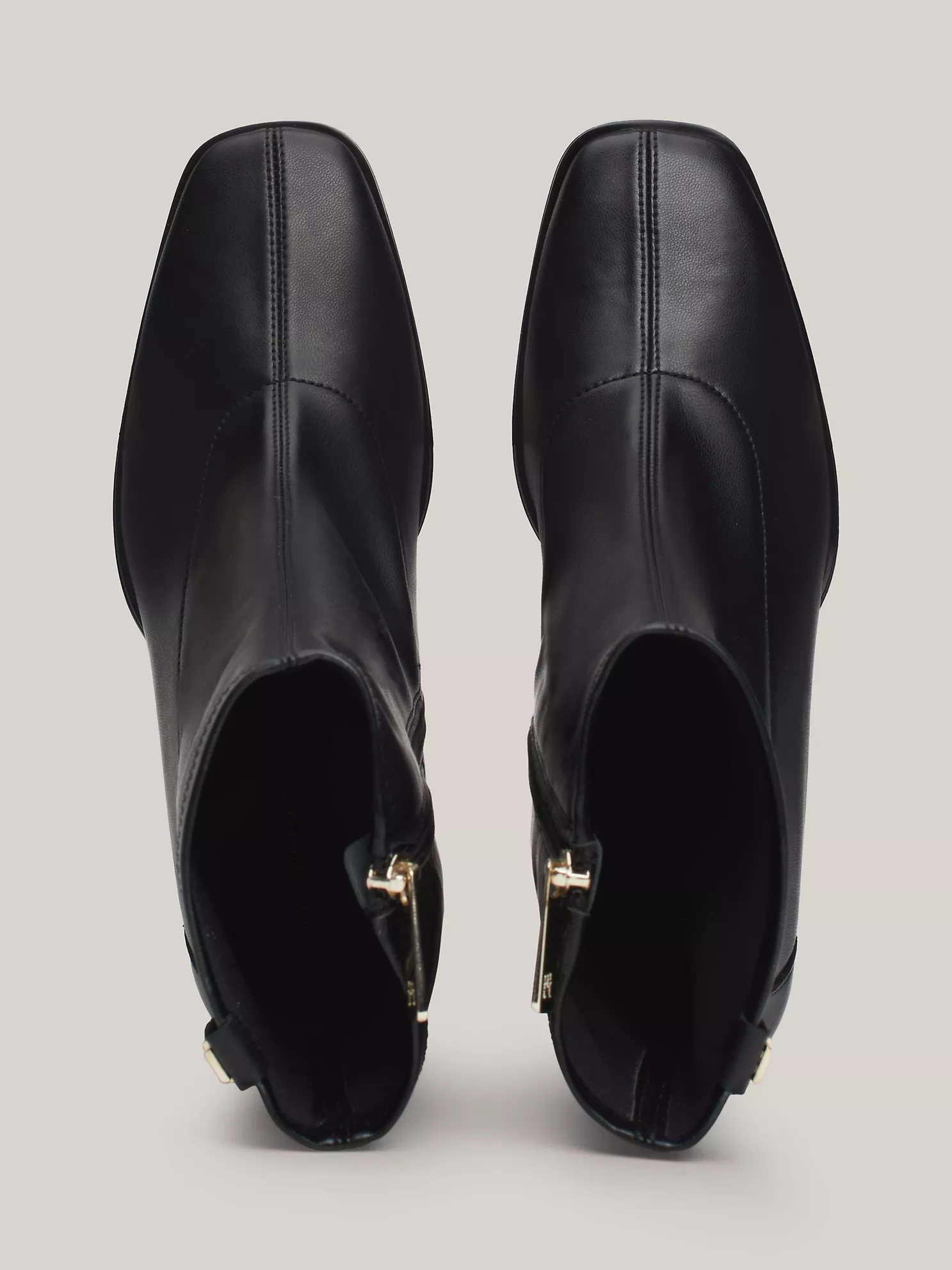 Leather Square Toe Block Heel Boot - Black 12 Leather Square Toe Block Heel Boot
- Black