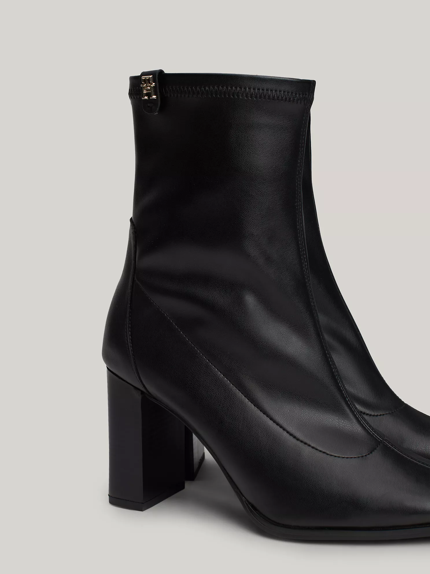 Leather Square Toe Block Heel Boot - Black 14 Leather Square Toe Block Heel Boot
- Black