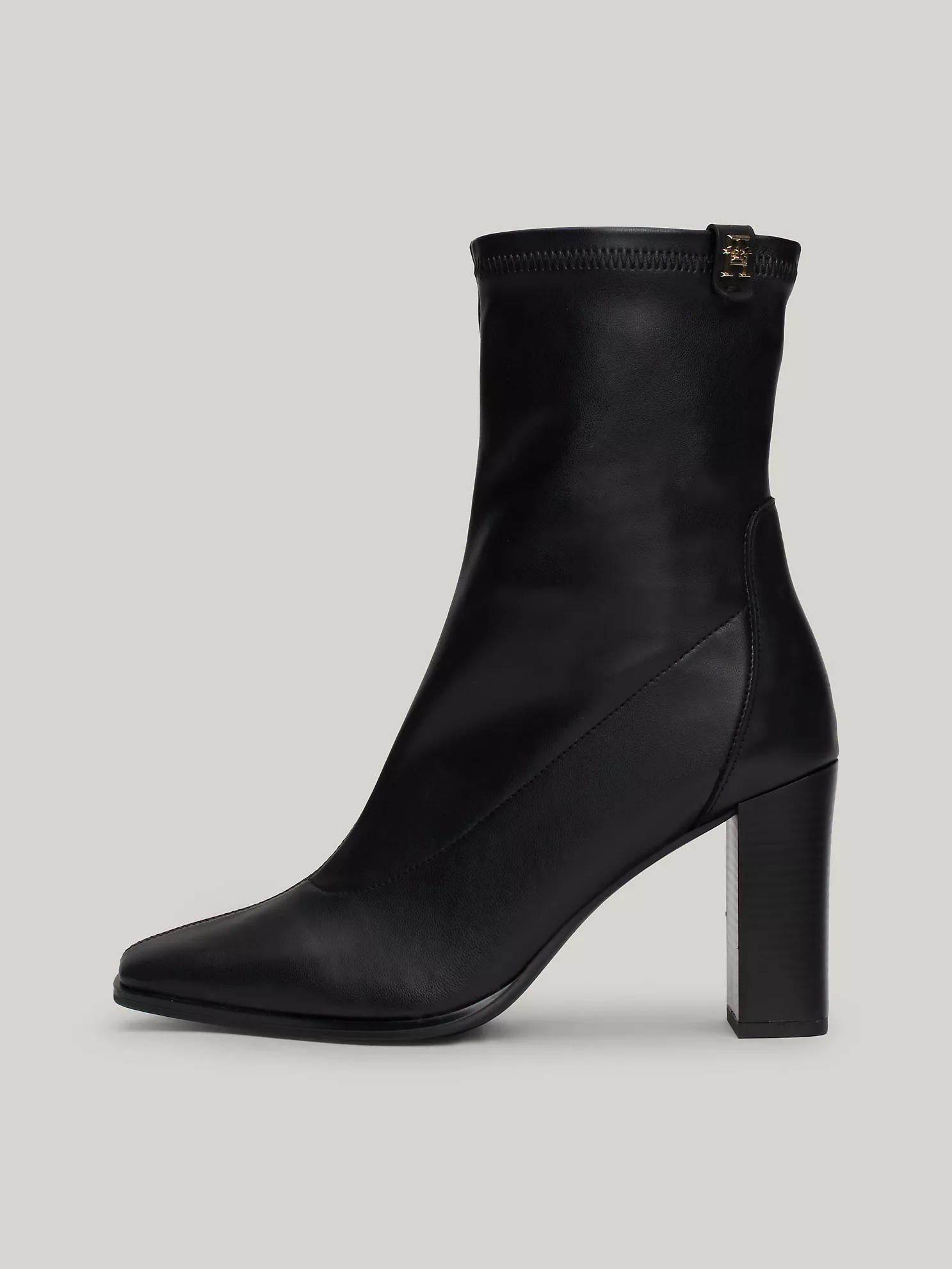 Leather Square Toe Block Heel Boot - Black 15 Leather Square Toe Block Heel Boot
- Black