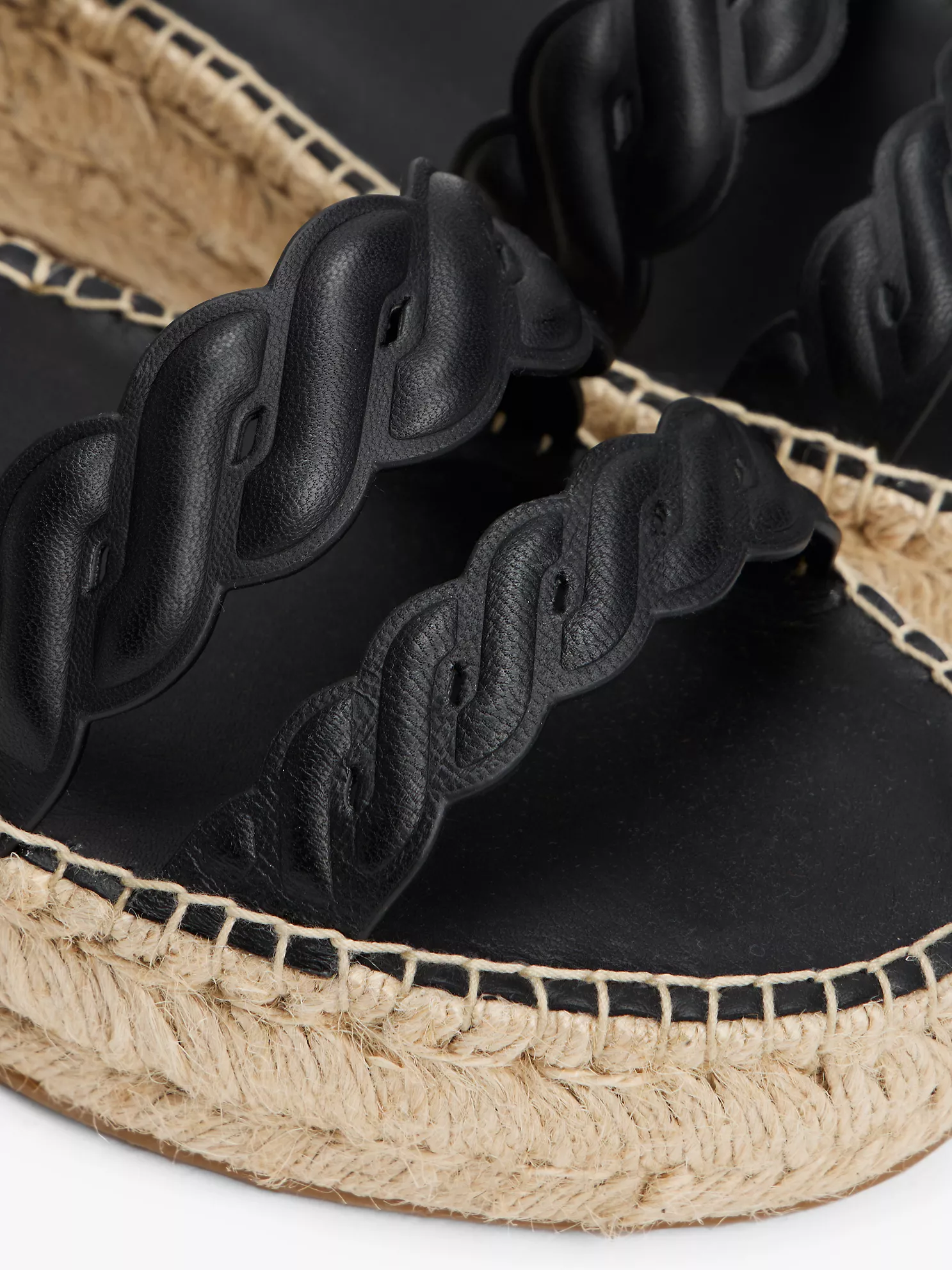 Leather Twist-Strap Platform Espadrille - Black 13 Leather Twist-Strap Platform Espadrille
- Black