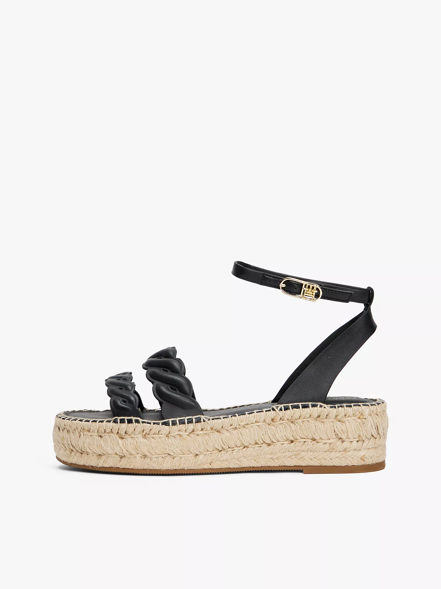 Leather Twist-Strap Platform Espadrille - Black 14 Leather Twist-Strap Platform Espadrille
- Black