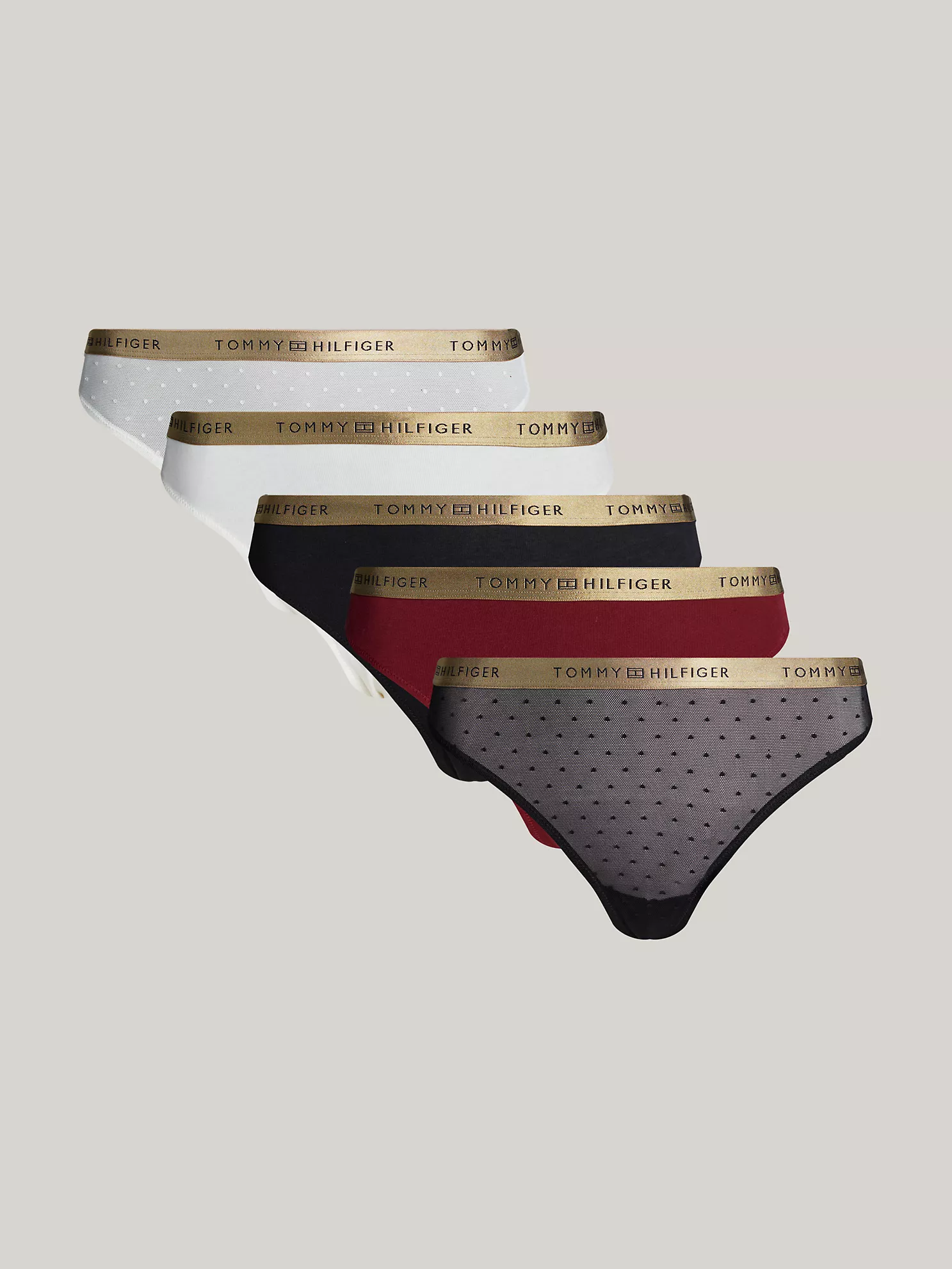 Logo Waistband Thong 5-Pack - Black/Ivory/Rouge/Black/Ivory 1 Logo Waistband Thong 5-Pack
- Black/Ivory/Rouge/Black/Ivory