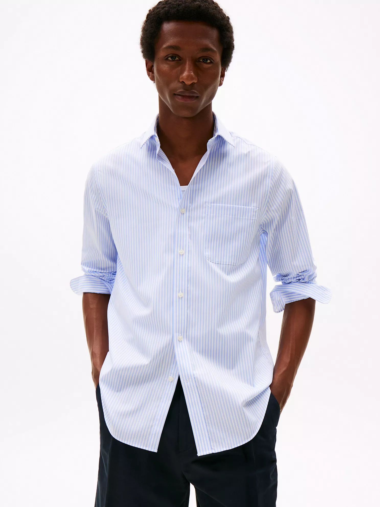 THFlex Regular Fit Stripe Dress Shirt
         - Classic Blue Stripe
