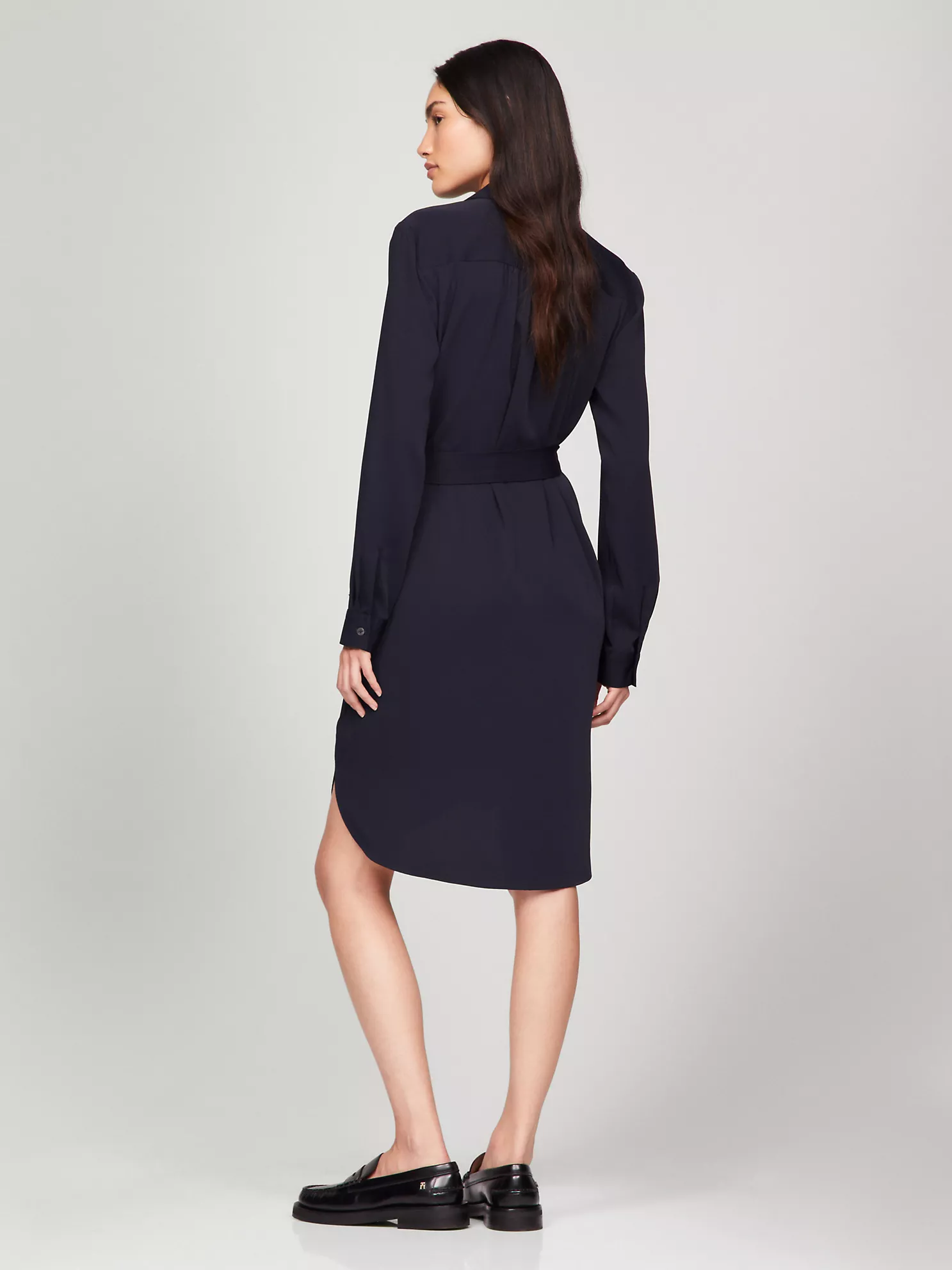 Long-Sleeve Utility Shirtdress - Navy 8 Long-Sleeve Utility Shirtdress
- Navy