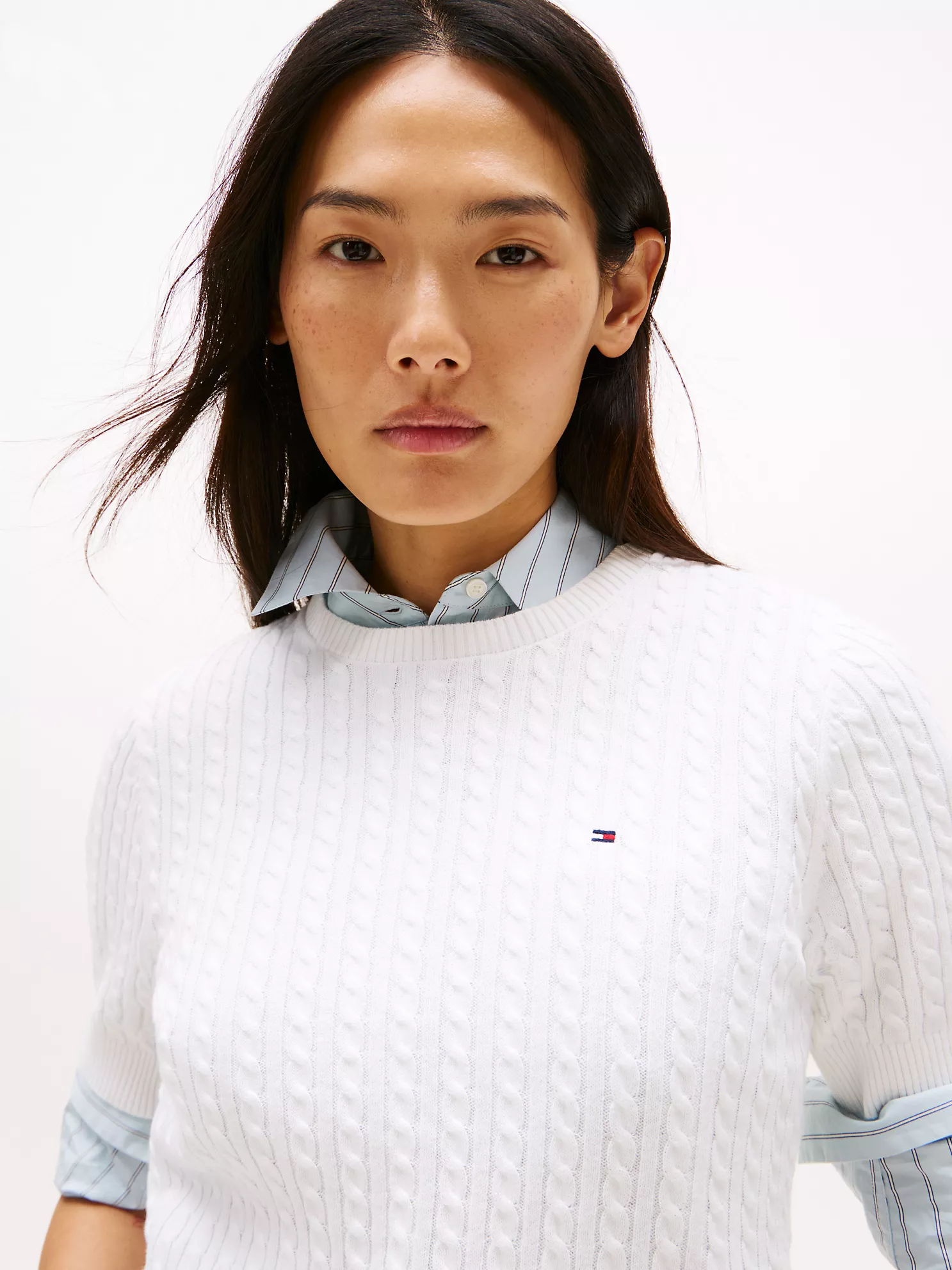 Short-Sleeve Cable Knit Sweater - Ecru 7 Short-Sleeve Cable Knit Sweater
- Ecru