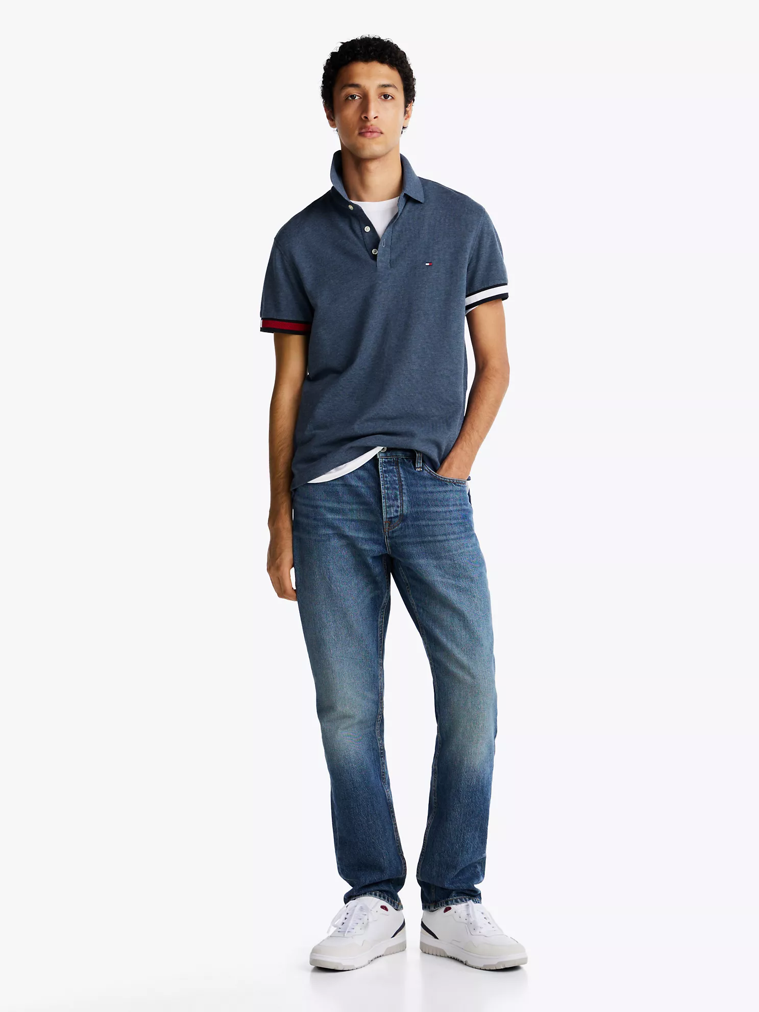 Slim Fit Flag Cuff Polo - Faded Indigo Heather 6 Slim Fit Flag Cuff Polo
- Faded Indigo Heather
