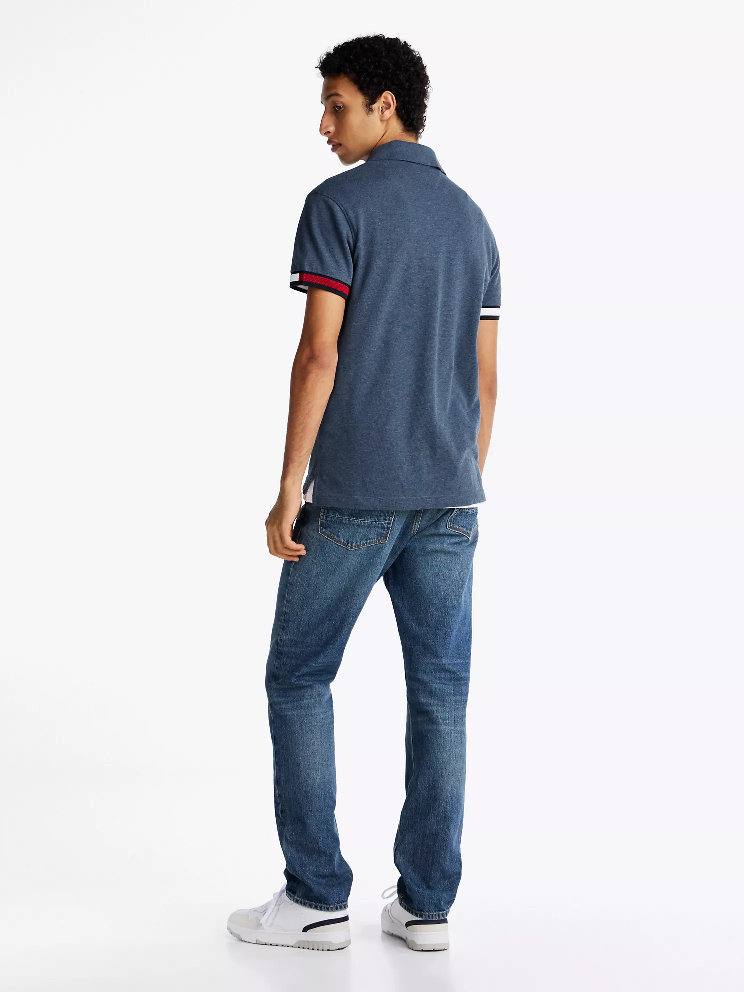Slim Fit Flag Cuff Polo - Faded Indigo Heather 8 Slim Fit Flag Cuff Polo
- Faded Indigo Heather