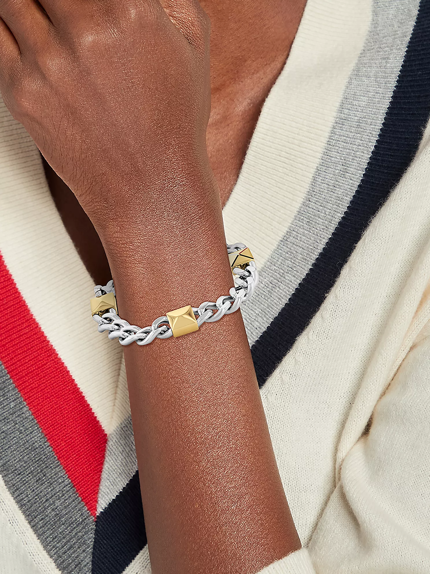 Two-Tone Stud Chain Bracelet - Multi 6 Two-Tone Stud Chain Bracelet
- Multi
