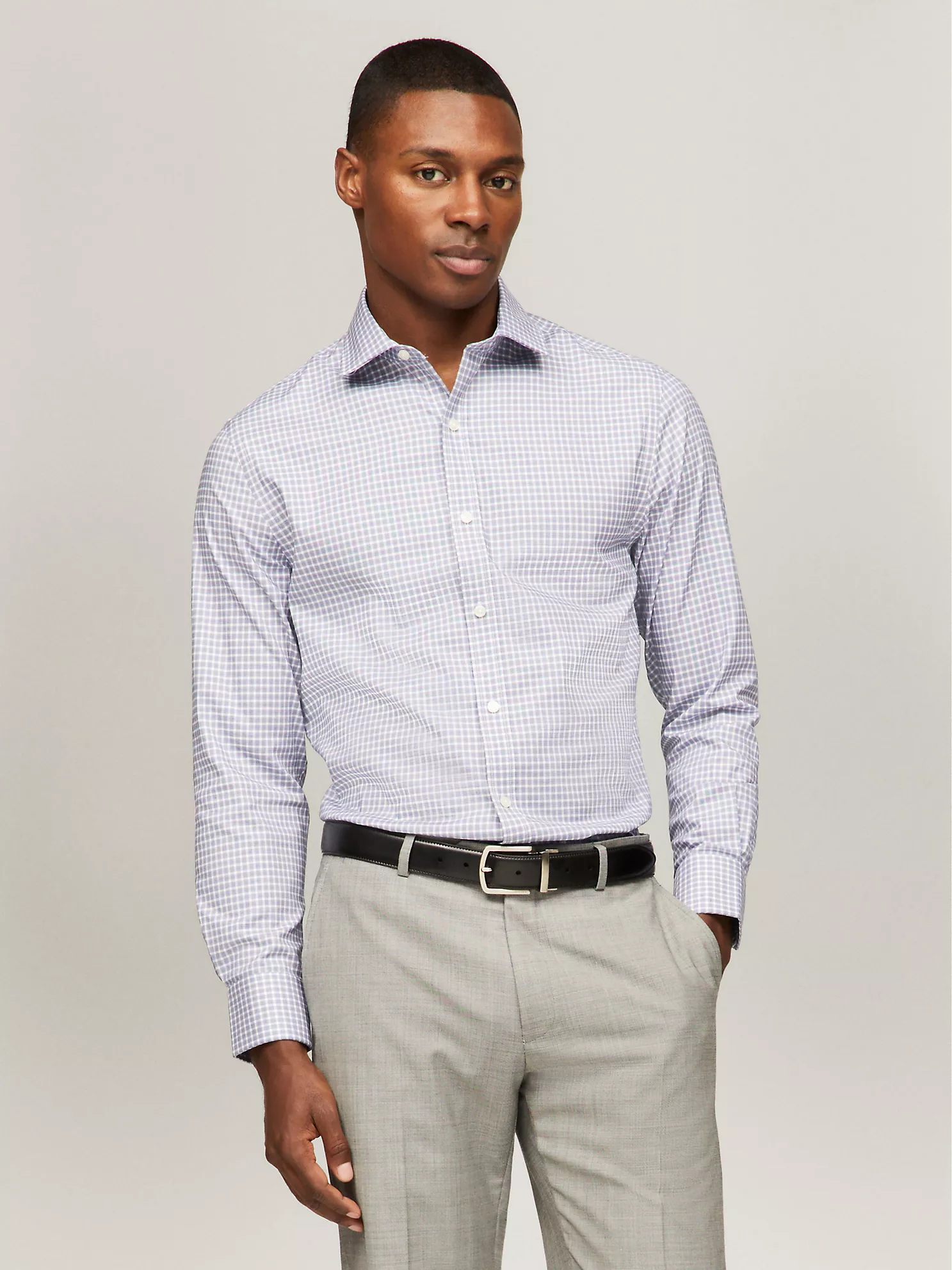 Slim Fit THFlex Check Dress Shirt
         - Blue
