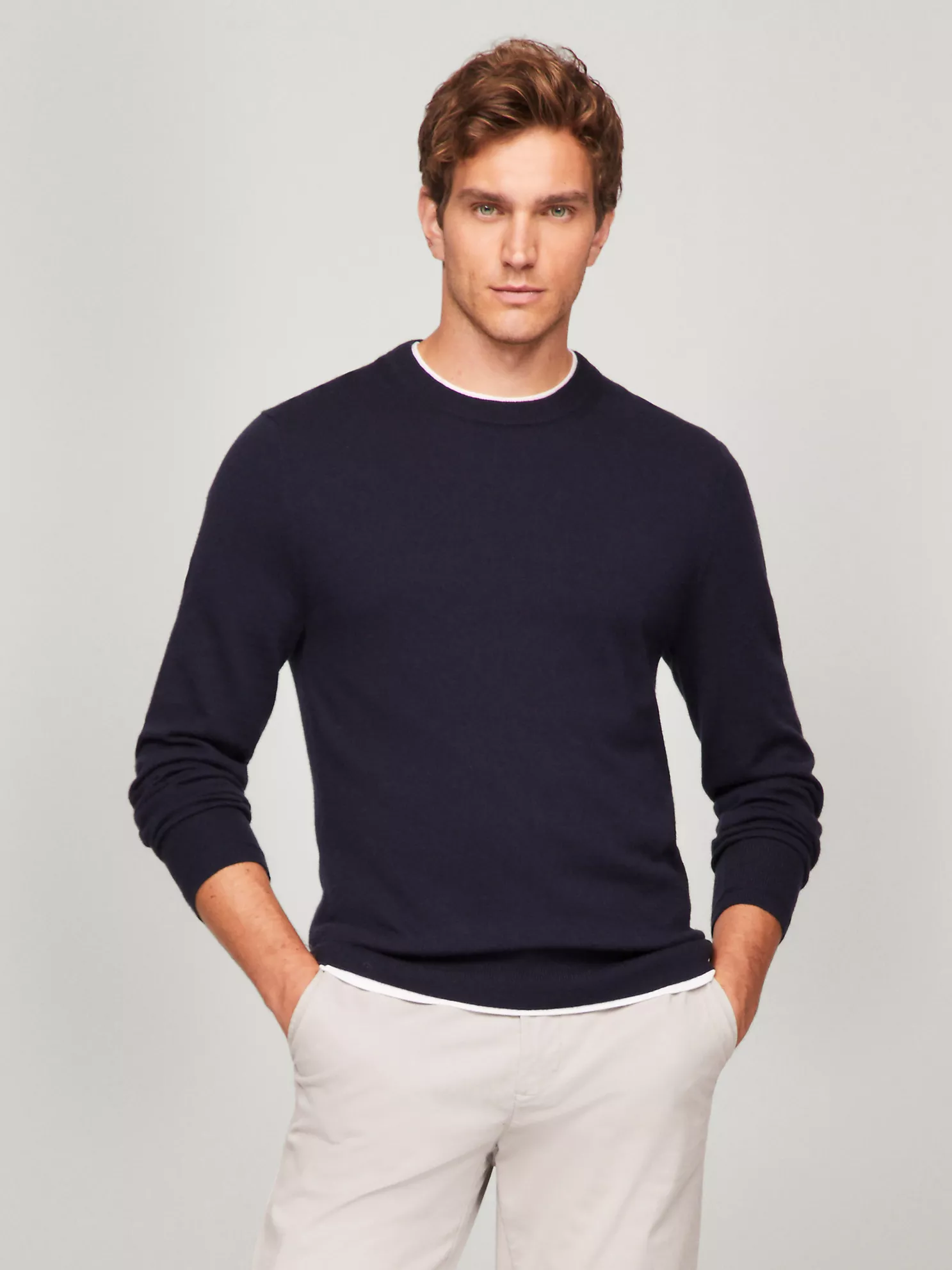 Fine Gauge Knit Crewneck Sweater - Navy 1 Fine Gauge Knit Crewneck Sweater
- Navy