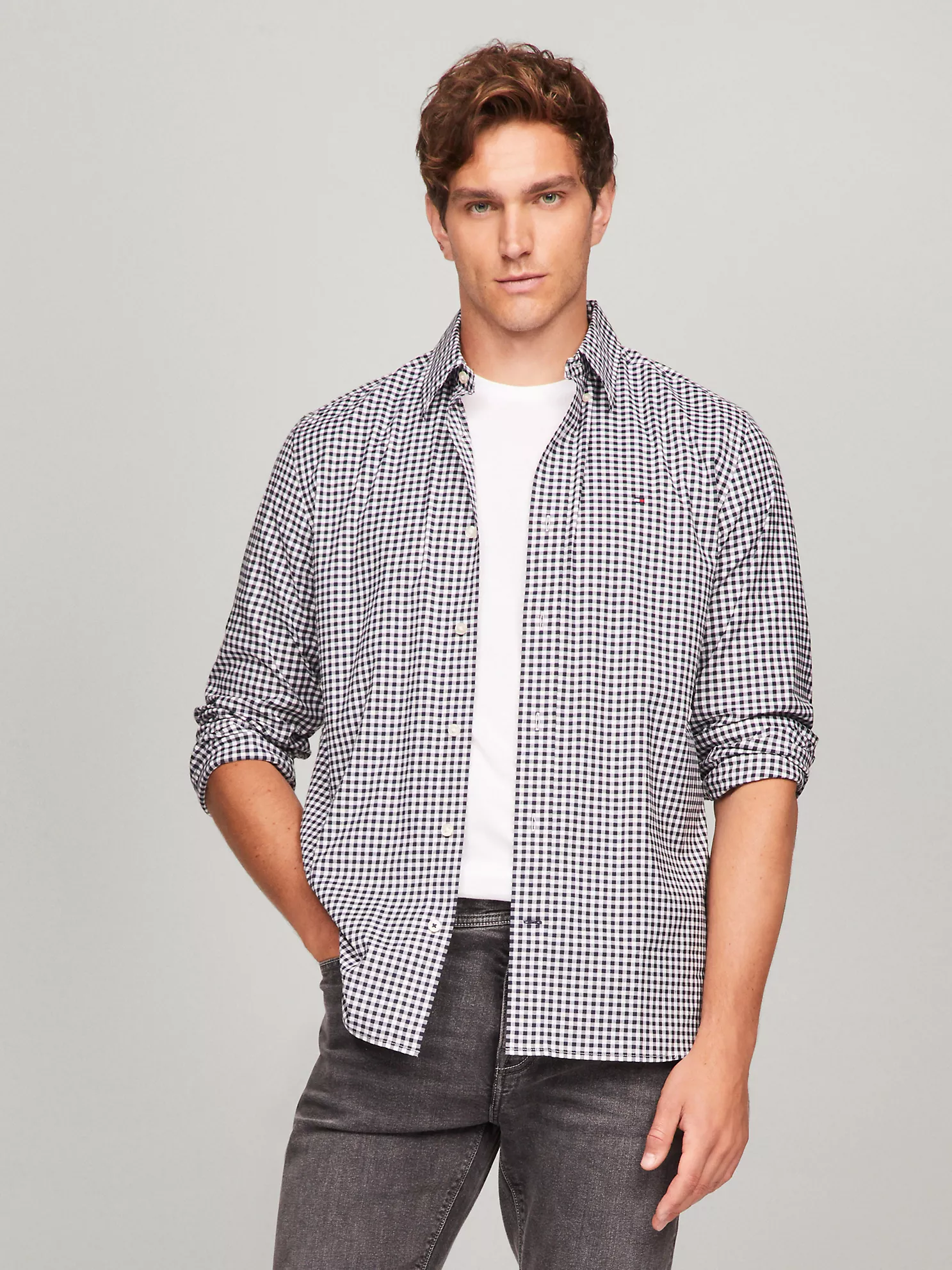 THFlex Regular Fit Gingham Poplin Shirt - Navy/Optic White 1 THFlex Regular Fit Gingham Poplin Shirt
- Navy/Optic White