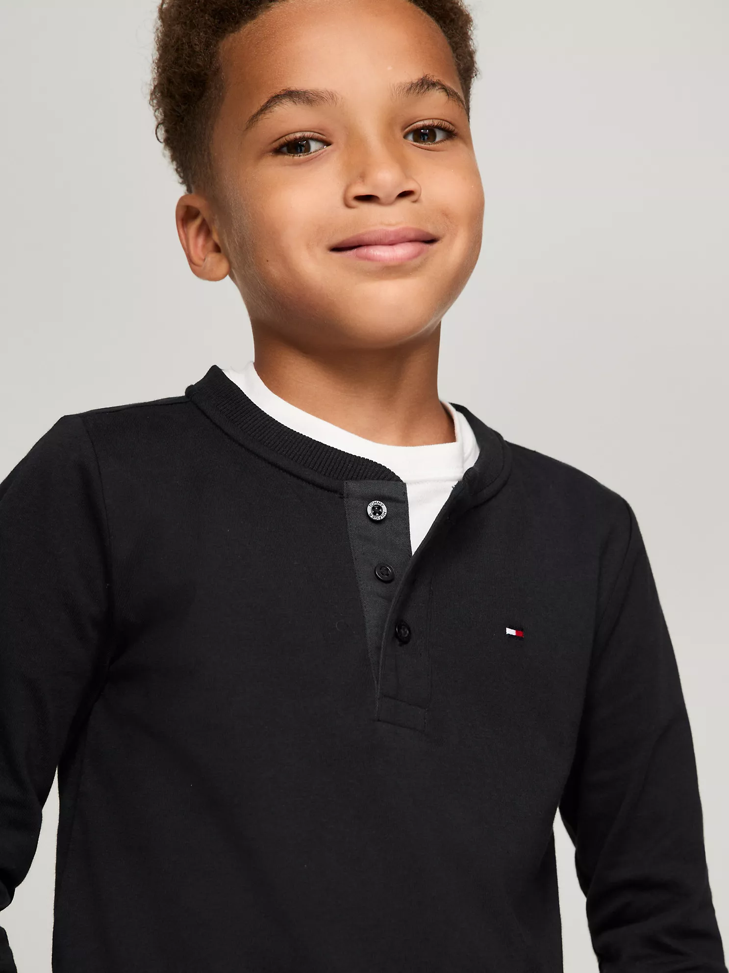 Kids' Solid Long-Sleeve Henley - Black 7 Kids' Solid Long-Sleeve Henley
- Black