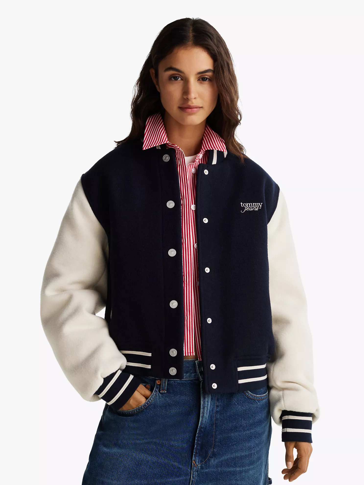 Tommy Jeans Wool-Blend Varsity Jacket - Dark Night Navy 1 Tommy Jeans Wool-Blend Varsity Jacket
- Dark Night Navy