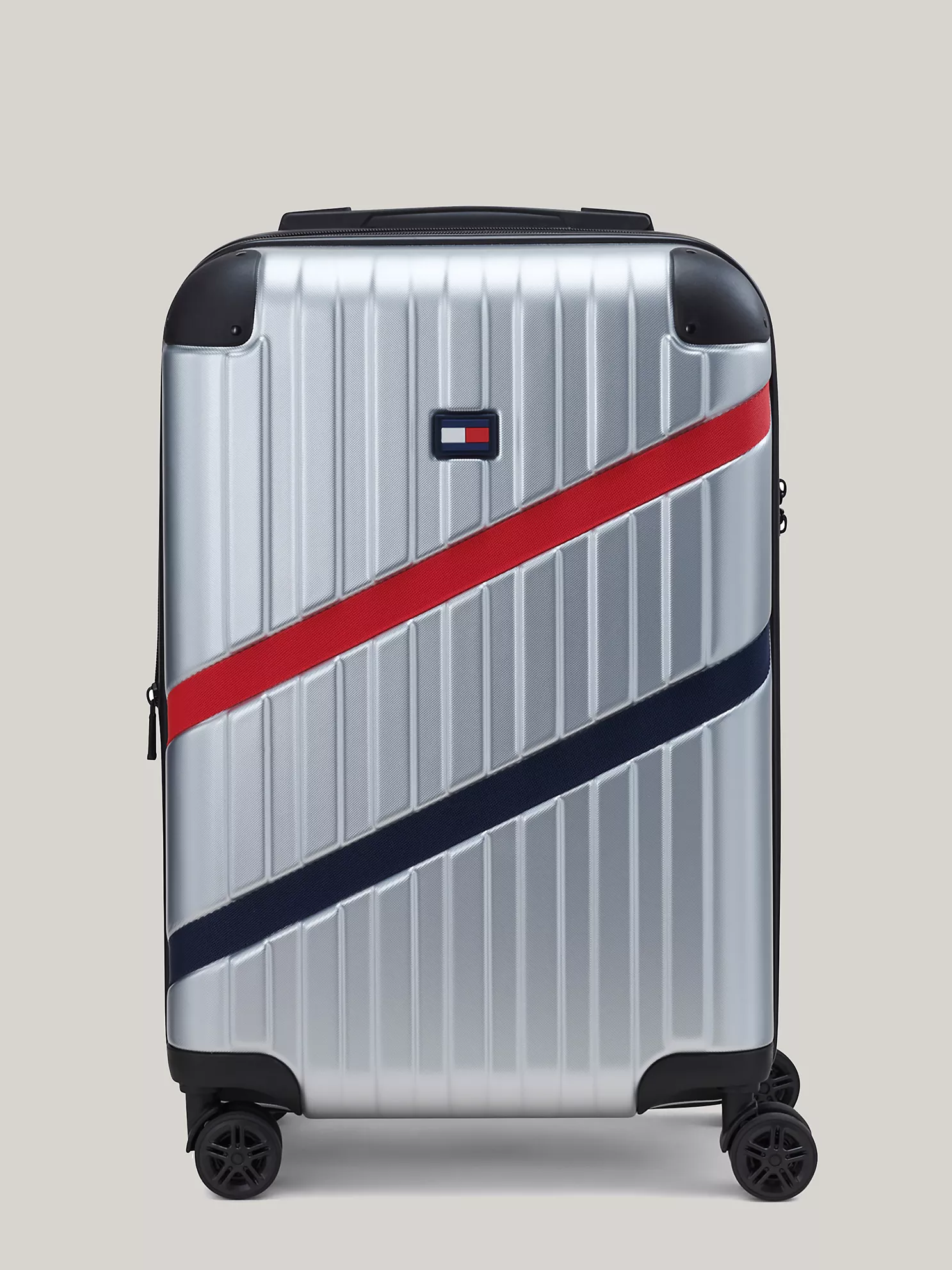 21" Striped Hardcase Spinner Luggage
         - Silver