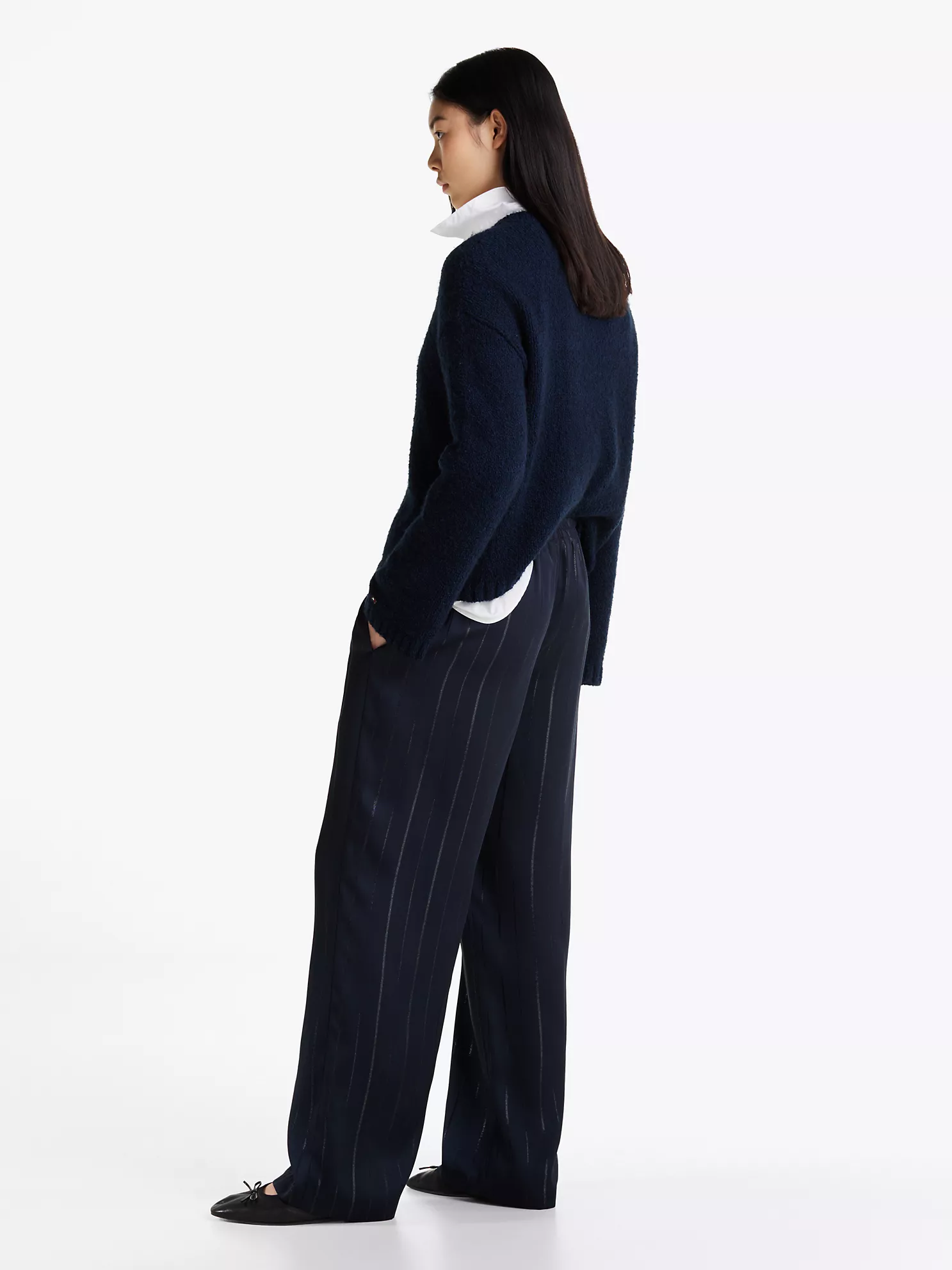 Metallic Stripe Pull-On Pant - Lurex Navy Stripe 8 Metallic Stripe Pull-On Pant
- Lurex Navy Stripe