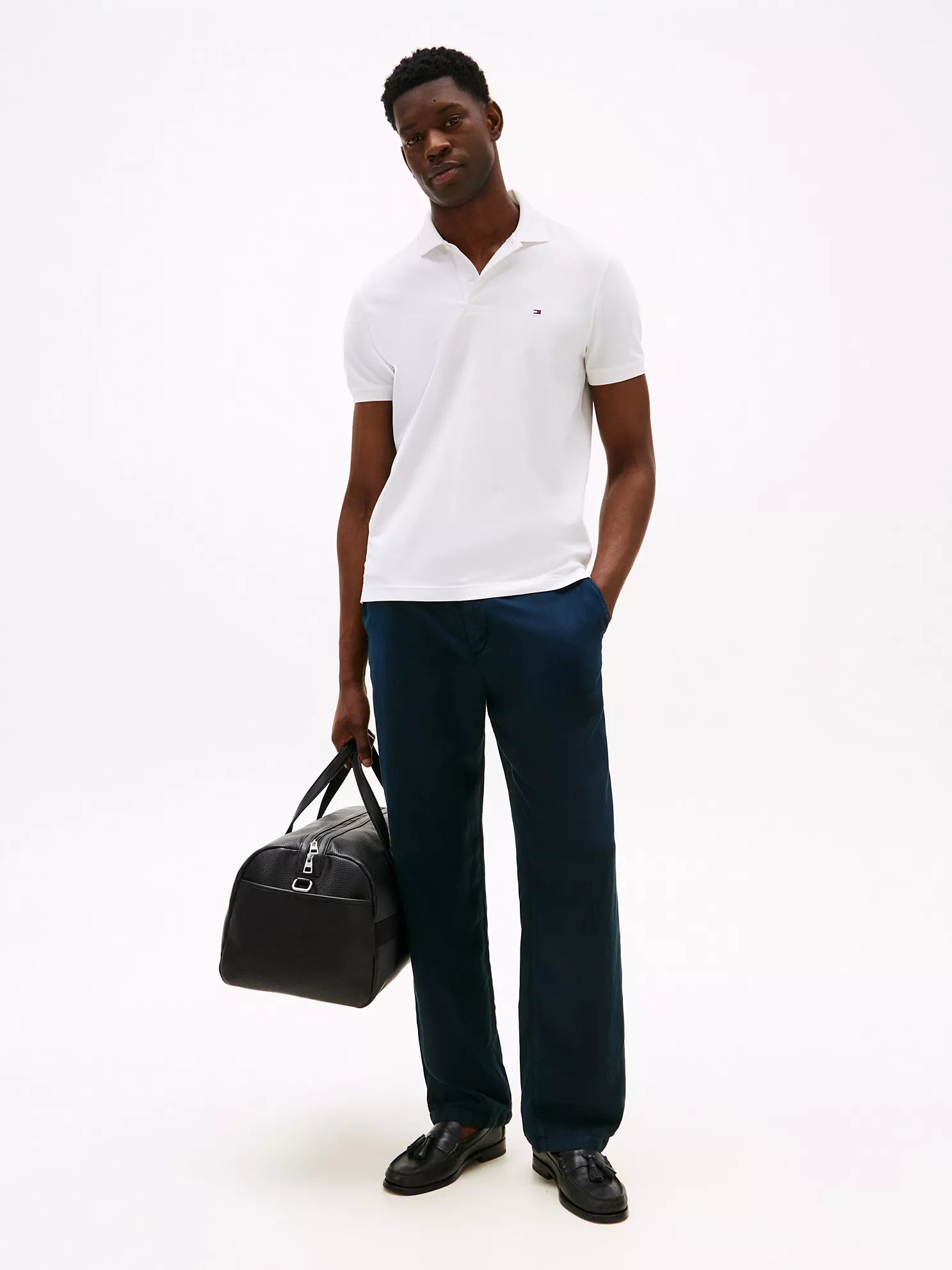 Regular Fit Pique Tech Polo - White 8 Regular Fit Pique Tech Polo
- White