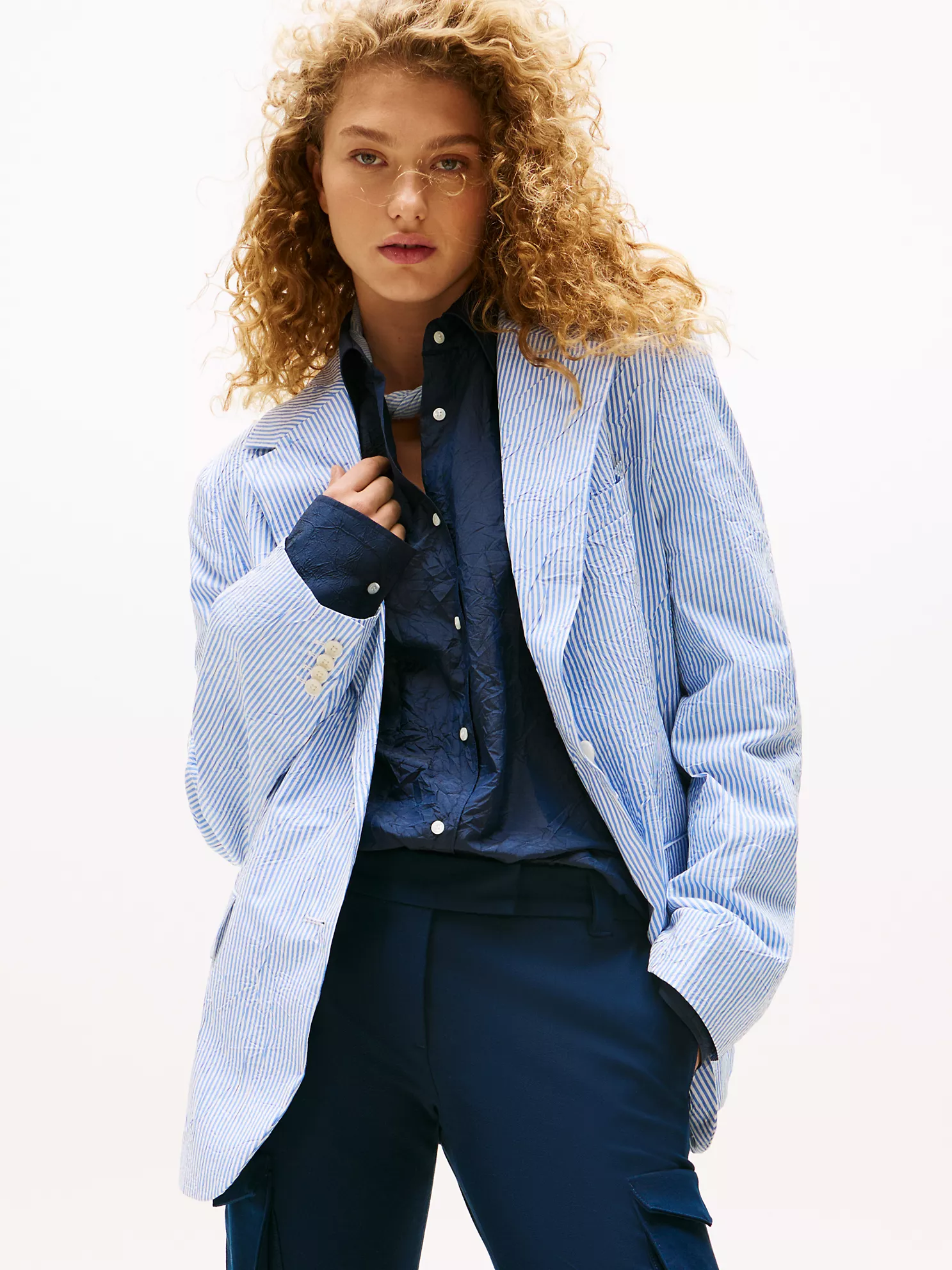 Oversized Stripe Blazer - Blue Stripe 1 Oversized Stripe Blazer
- Blue Stripe