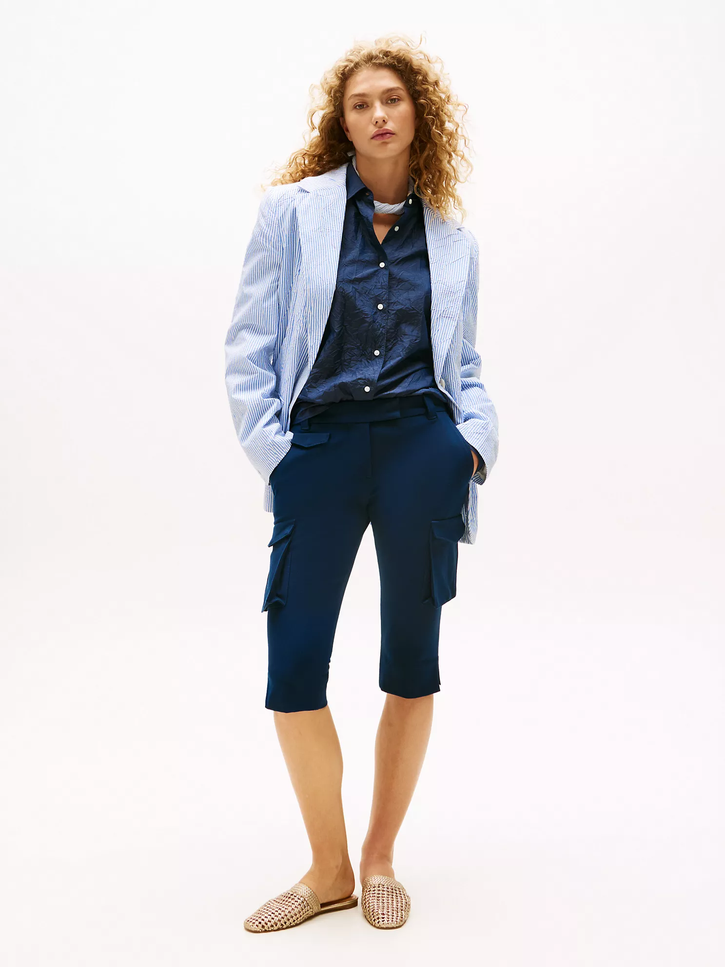 Oversized Stripe Blazer - Blue Stripe 7 Oversized Stripe Blazer
- Blue Stripe