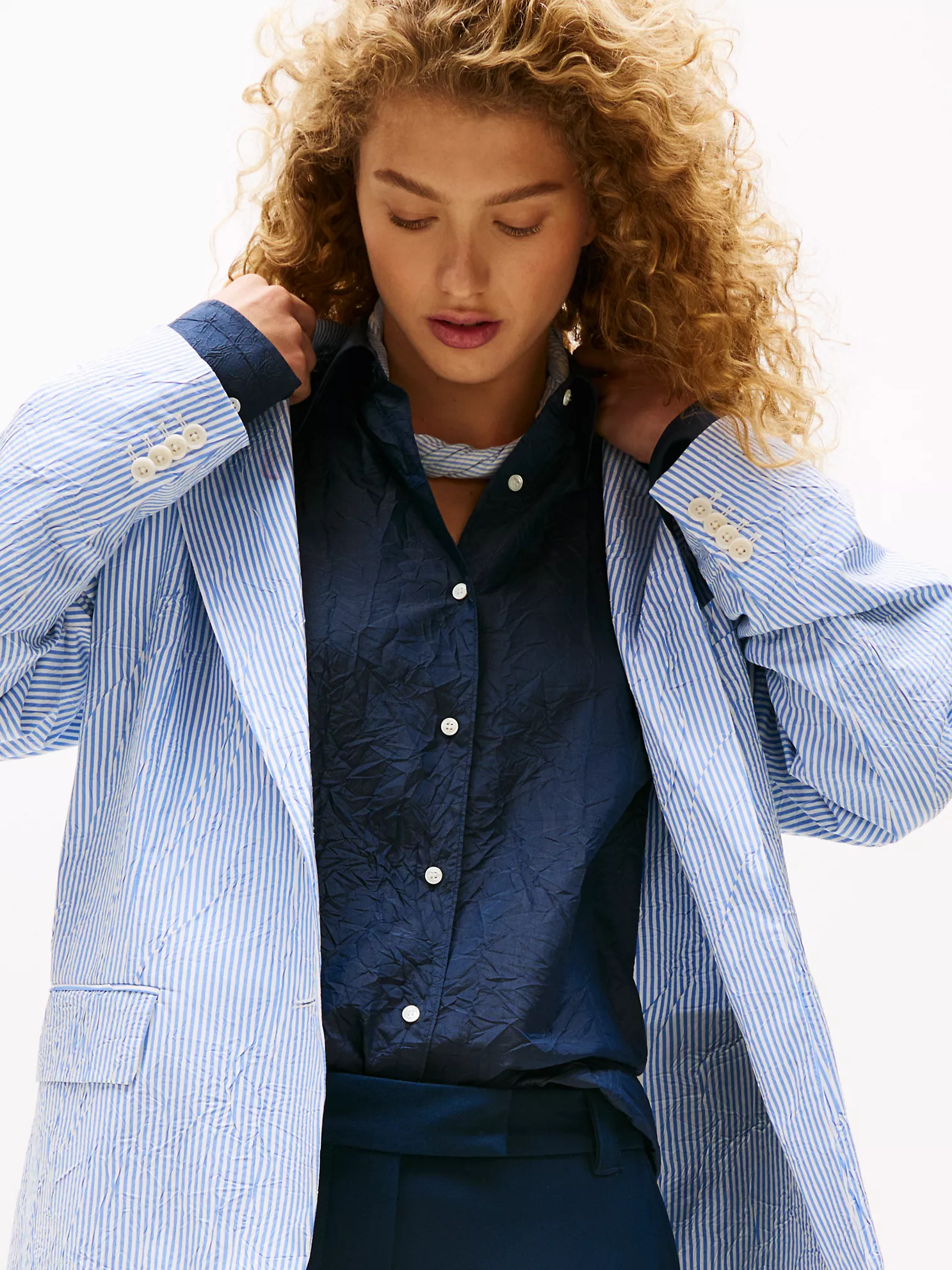 Oversized Stripe Blazer - Blue Stripe 9 Oversized Stripe Blazer
- Blue Stripe