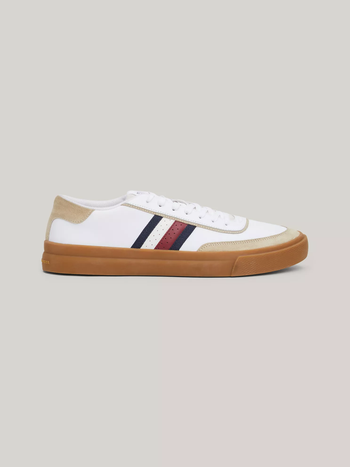 Signature Stripe Leather Sneaker - White 1 Signature Stripe Leather Sneaker
- White