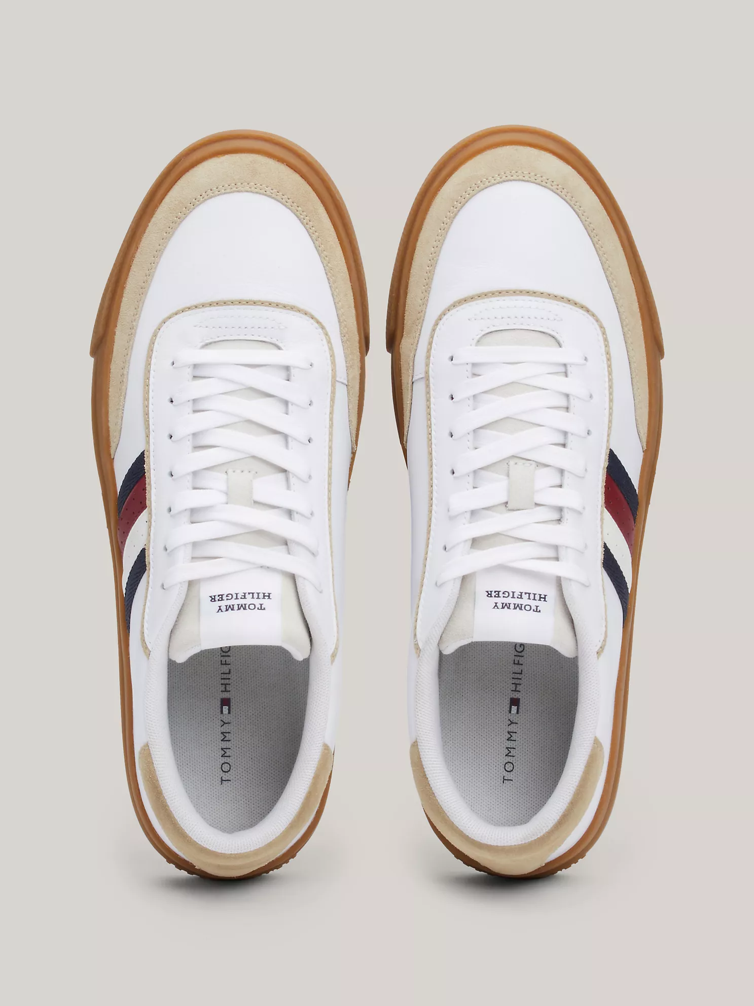 Signature Stripe Leather Sneaker - White 10 Signature Stripe Leather Sneaker
- White