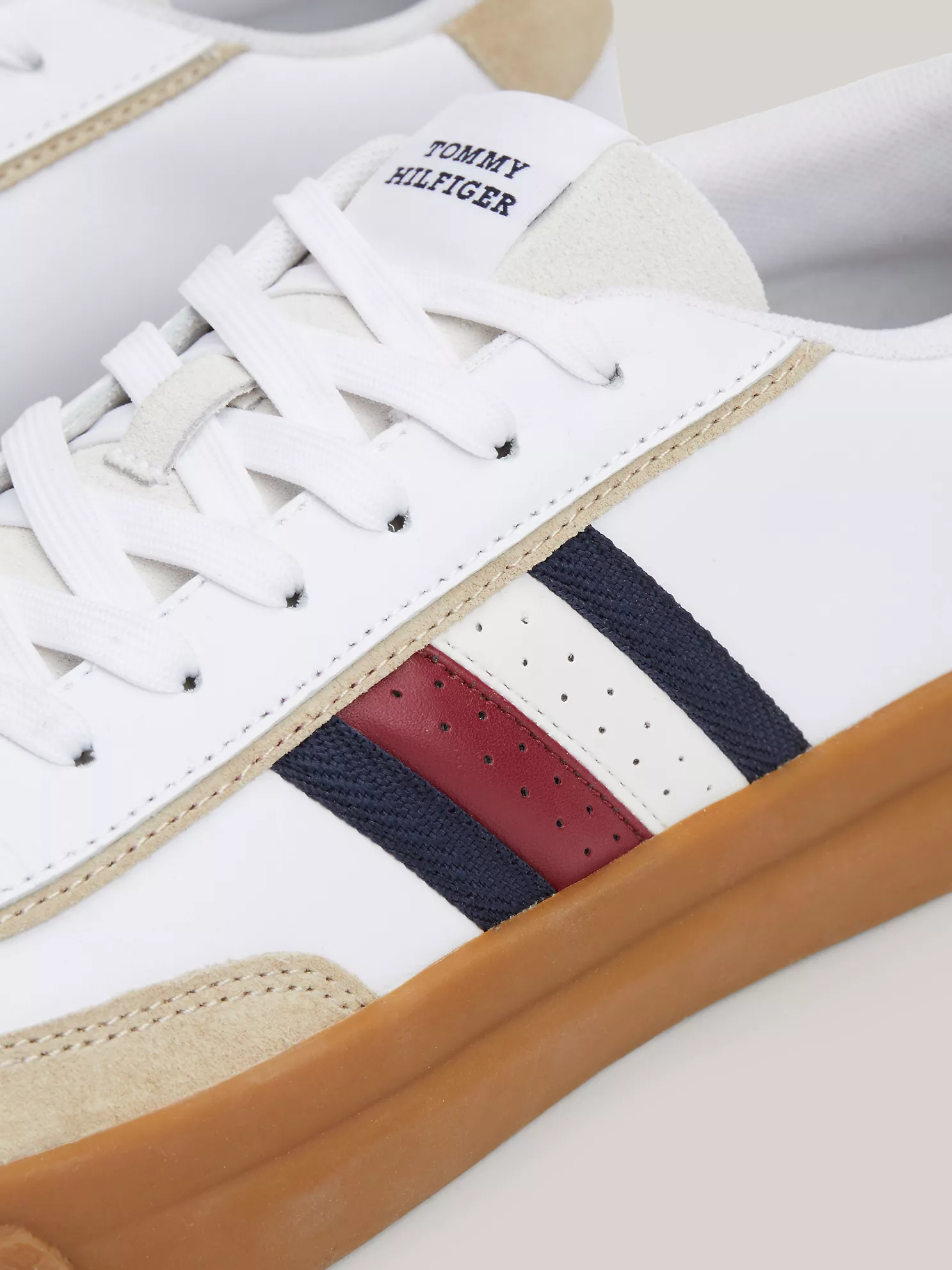 Signature Stripe Leather Sneaker - White 14 Signature Stripe Leather Sneaker
- White