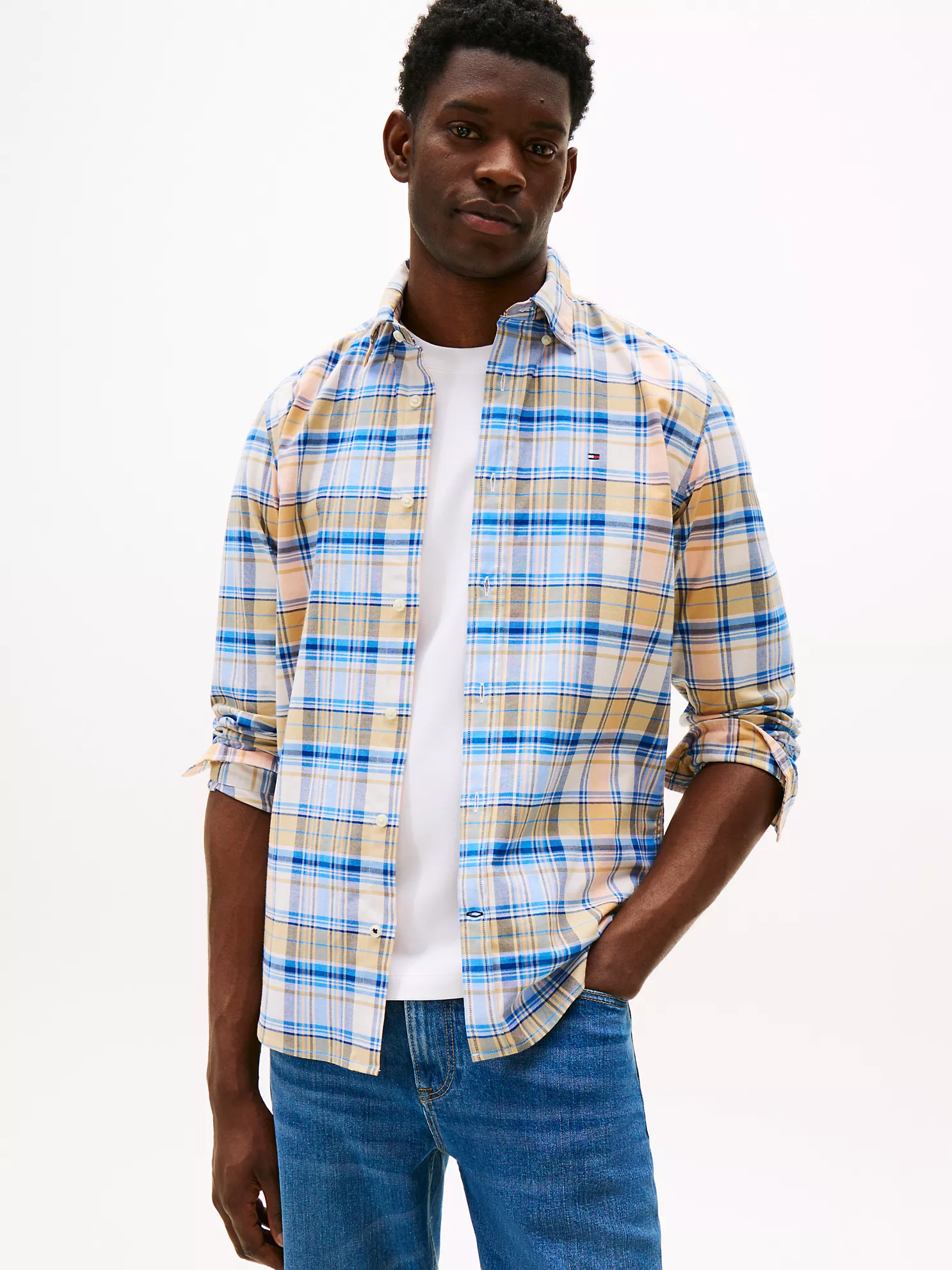 Regular Fit Madras Stretch Oxford Shirt - Sunny Orange Multi 1 Regular Fit Madras Stretch Oxford Shirt
- Sunny Orange Multi